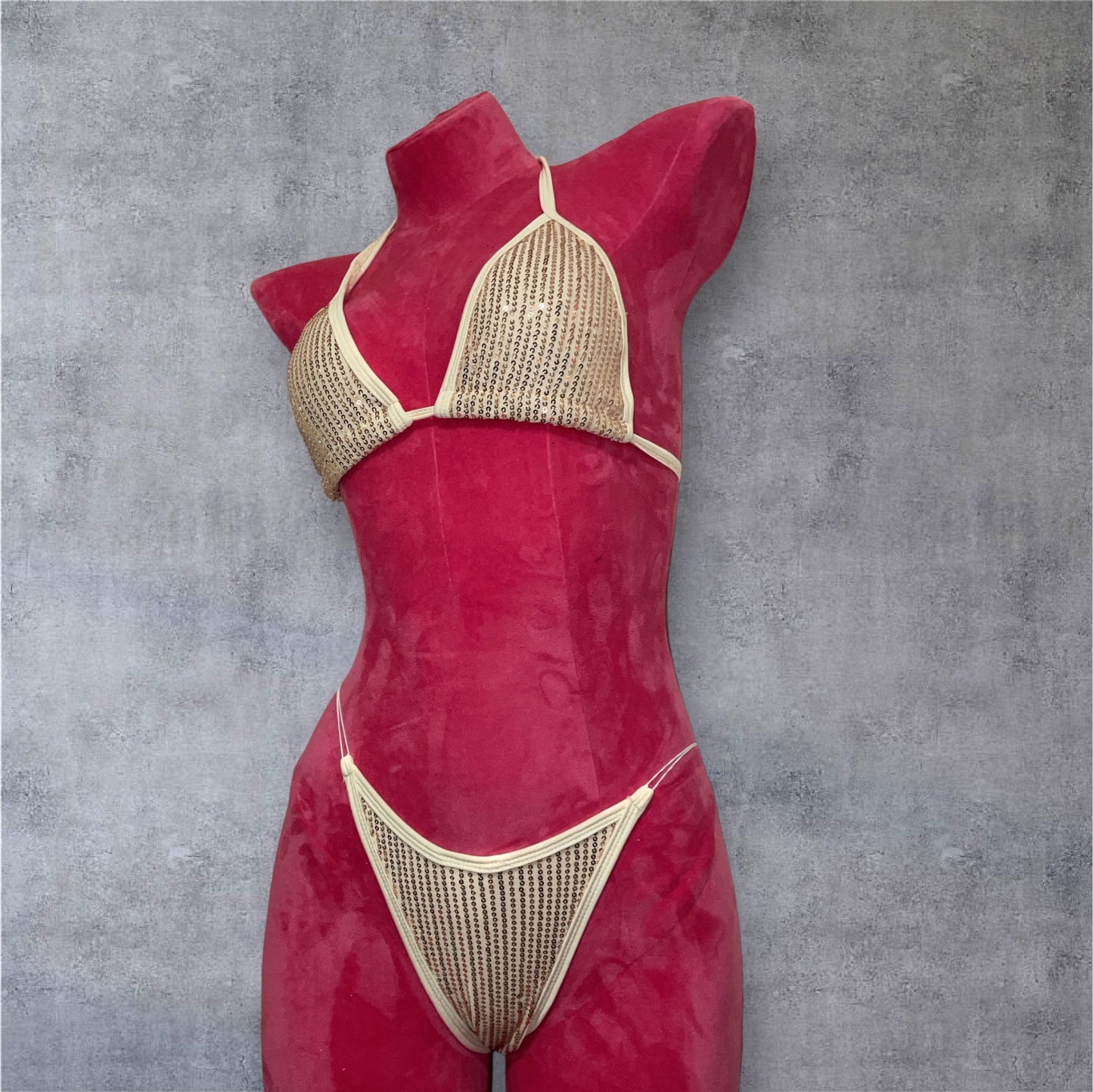 No slip Bikini gold sequin