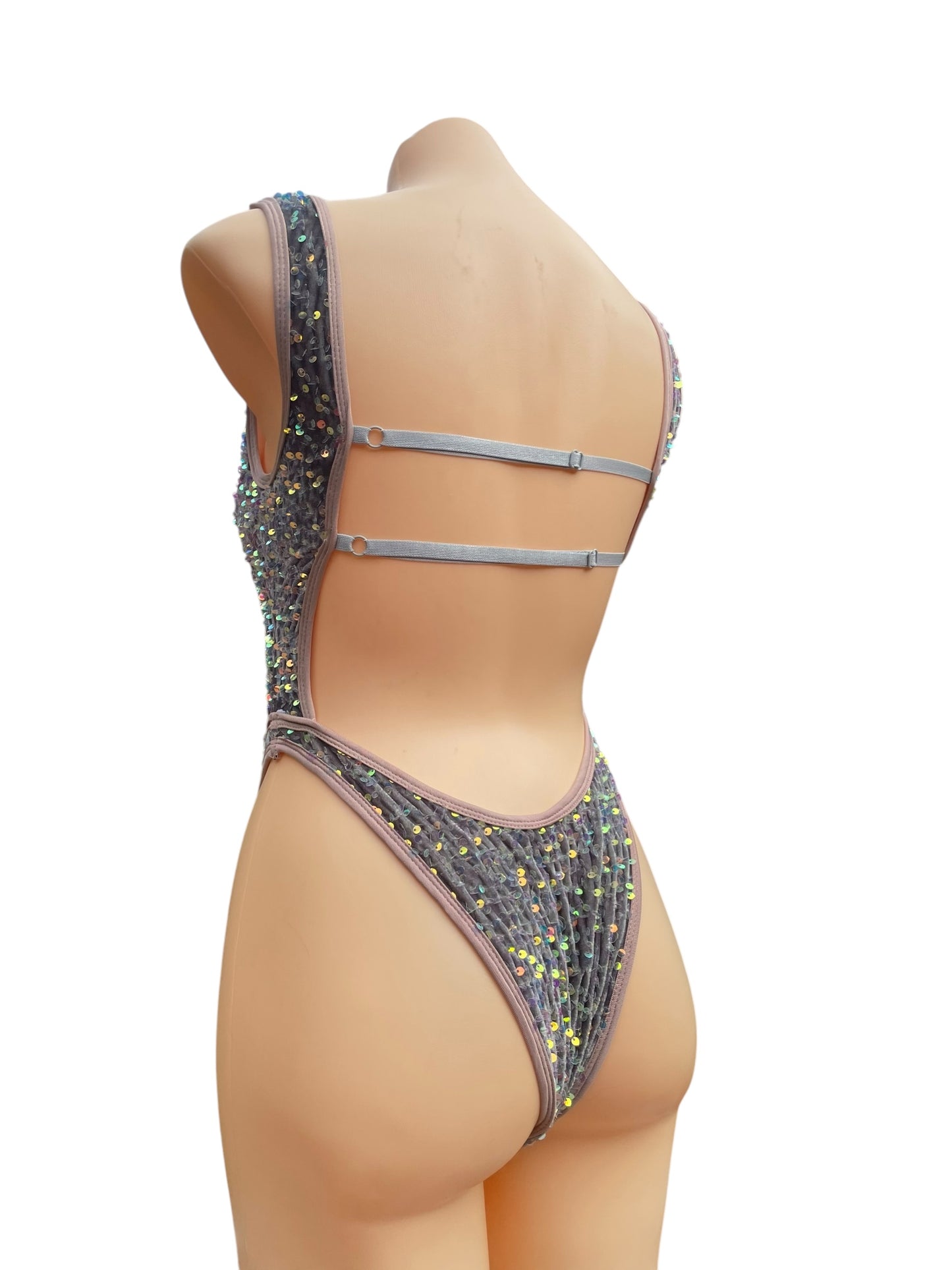 Grey sequin bodysuit