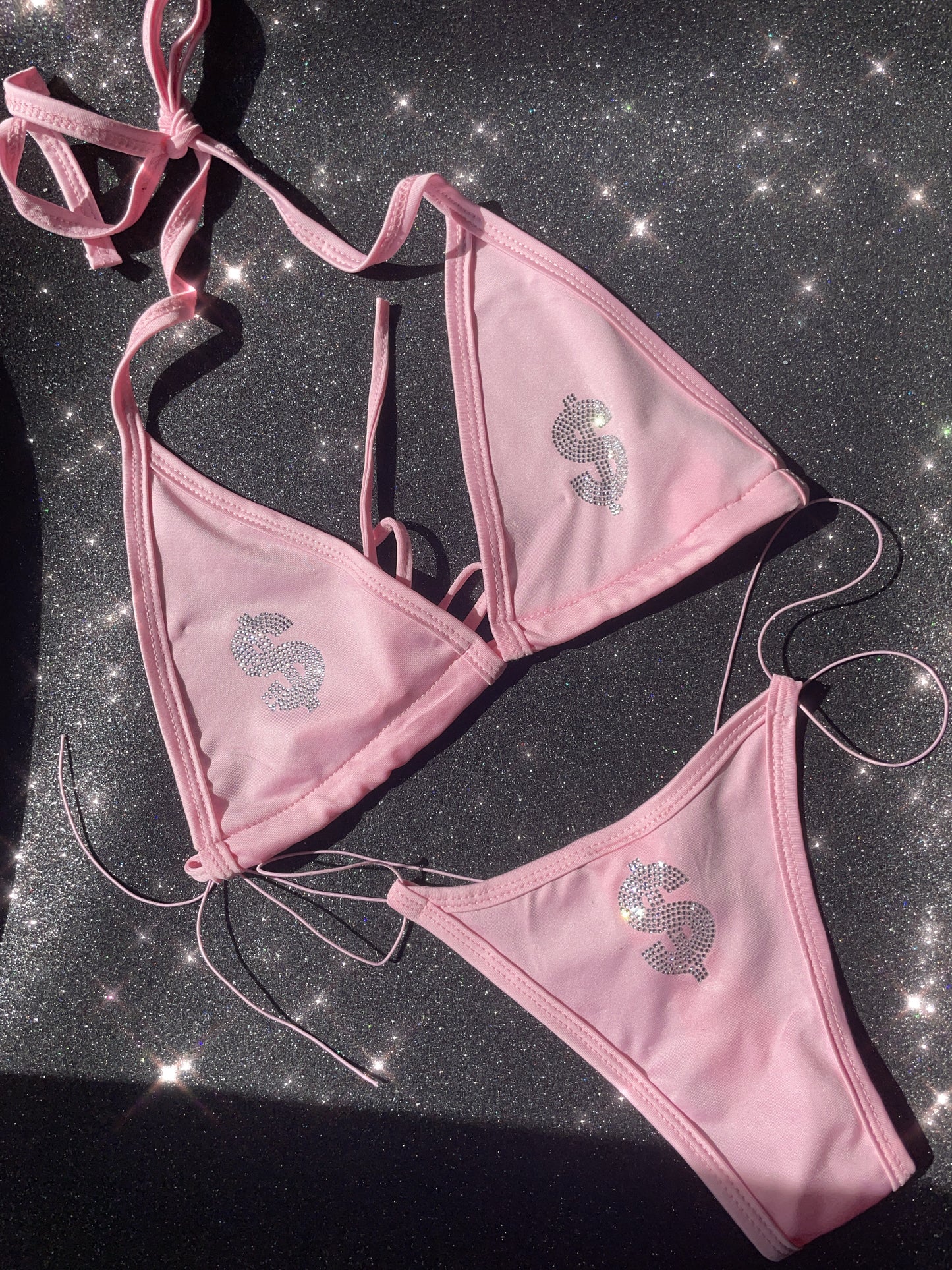 bling bikinis - baby pink dollar sign