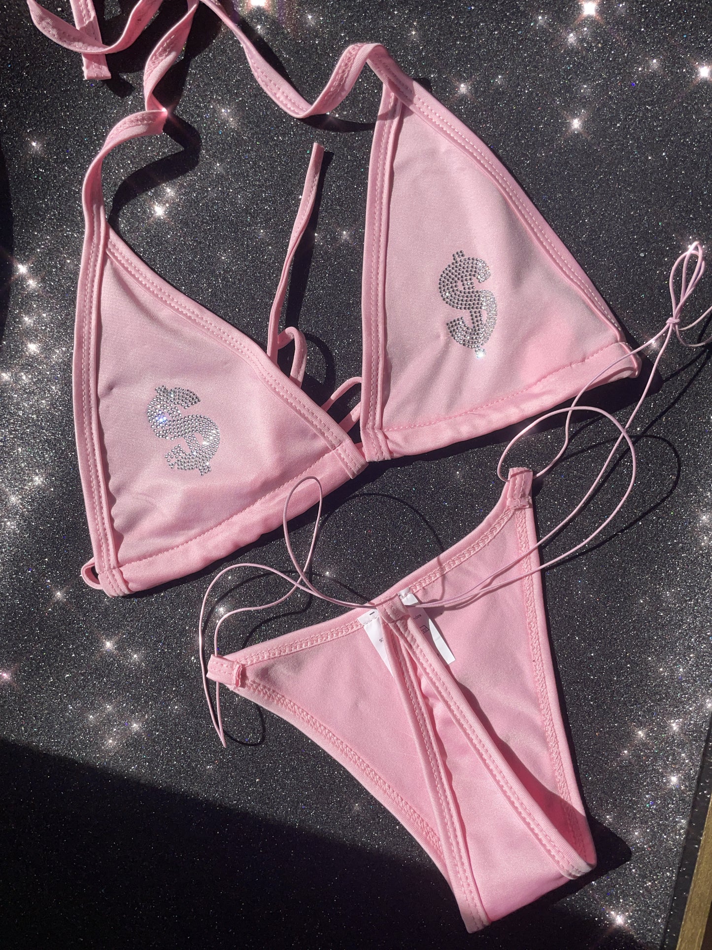 bling bikinis - baby pink dollar sign