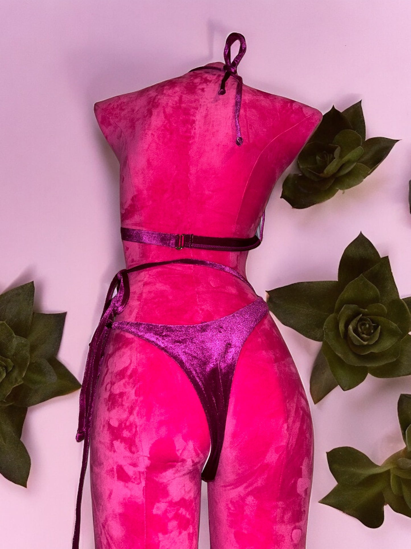 Velvet Two piece/bodysuit - Plum