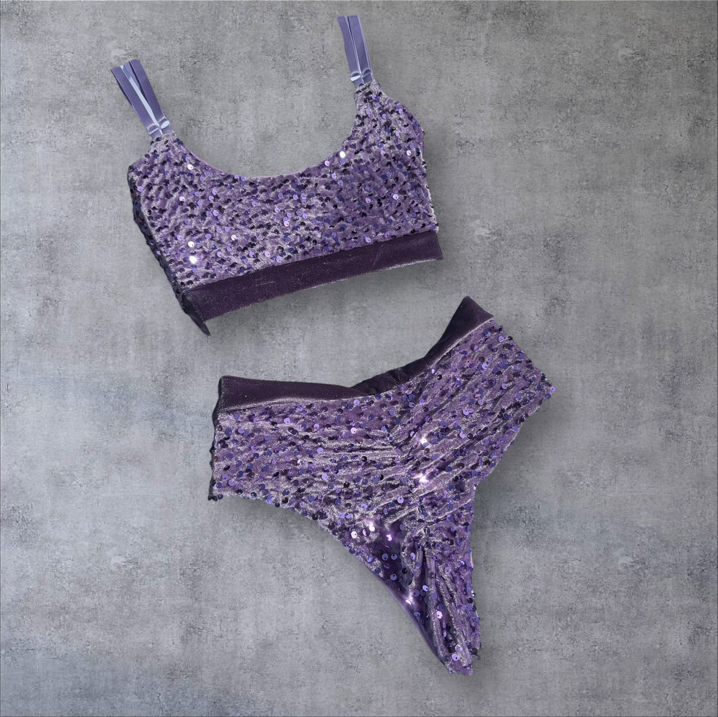 Laila Sequin pole bra - Lilac