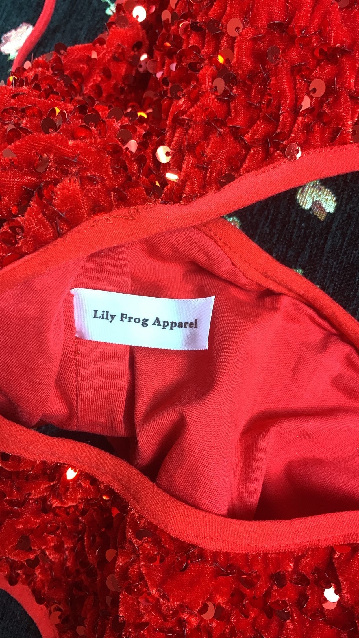 Red sequin pole bodysuit