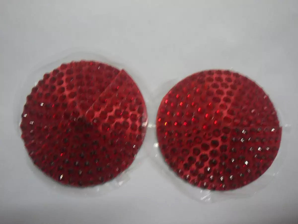 Rhinestone cone pastie red