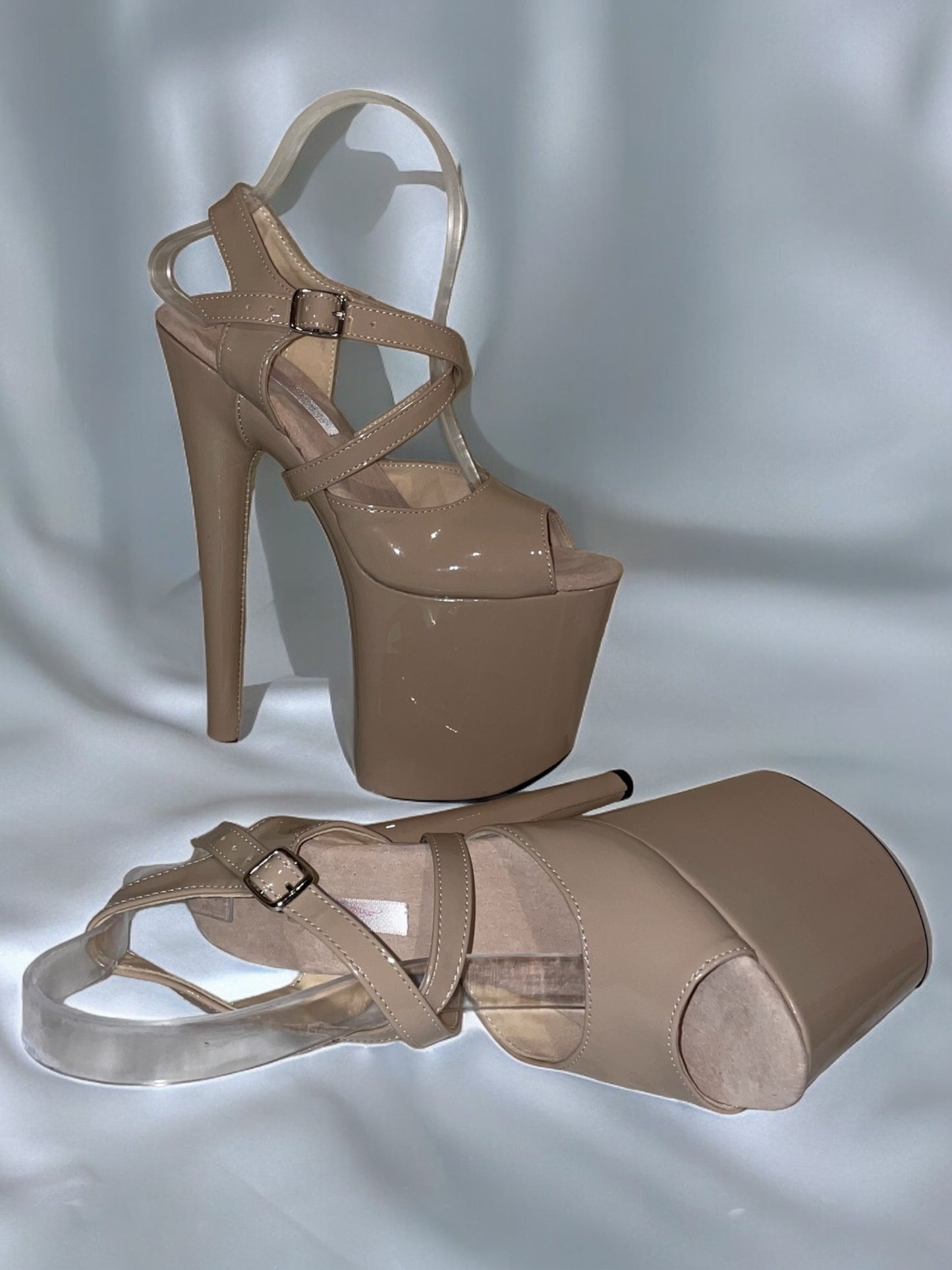 Beige sandals cross ankle strap