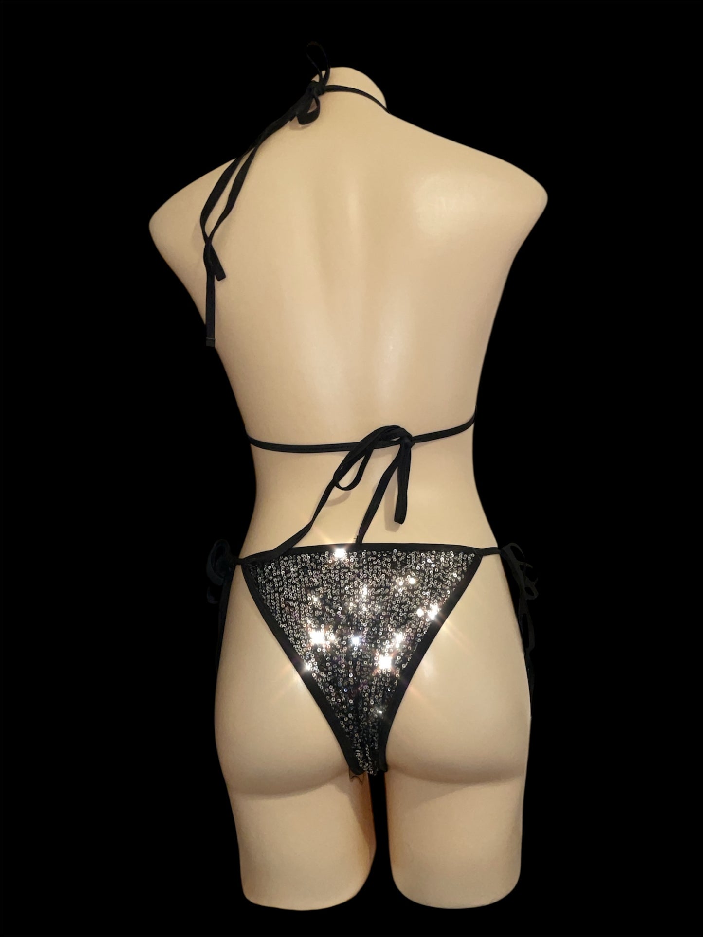 Cut out bikini - black & silver sequin