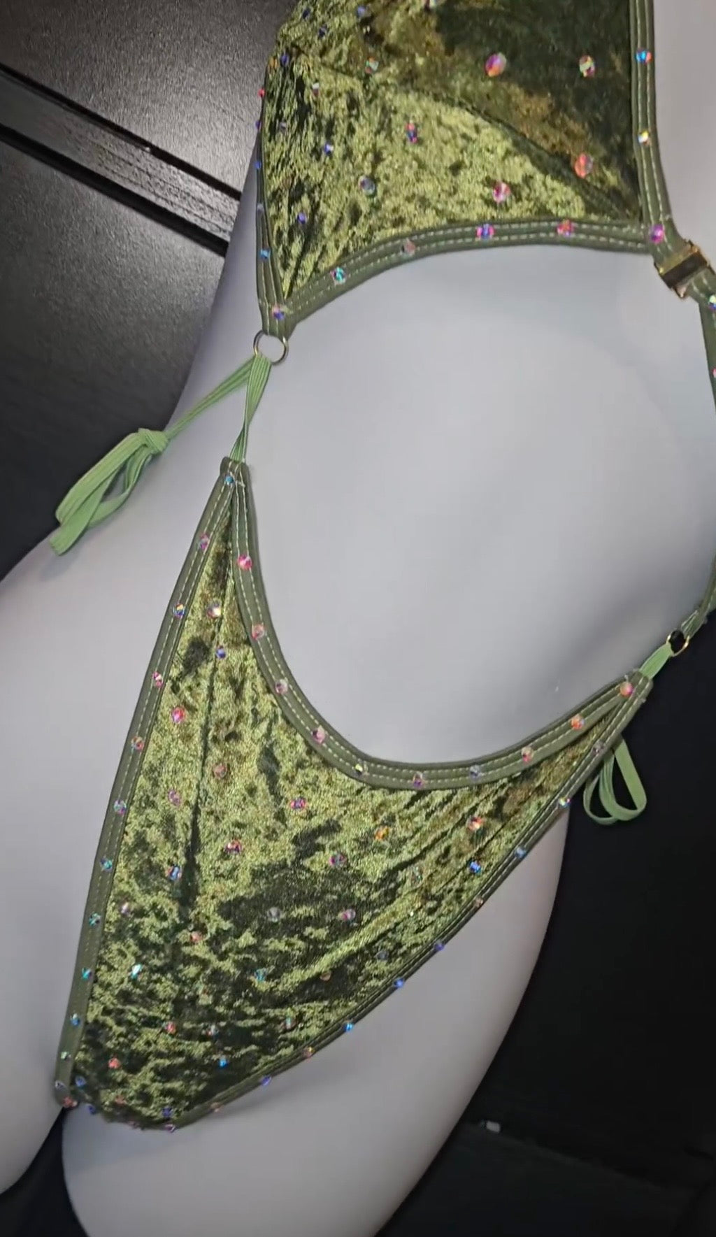Rhinestone bikini tie bodysuit