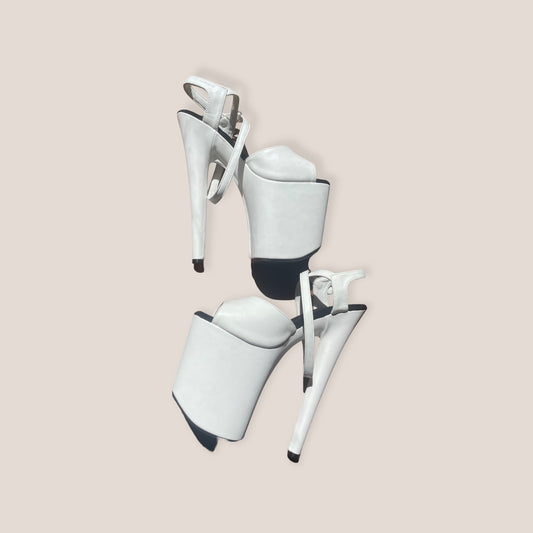 Matte white sandals 8 inch