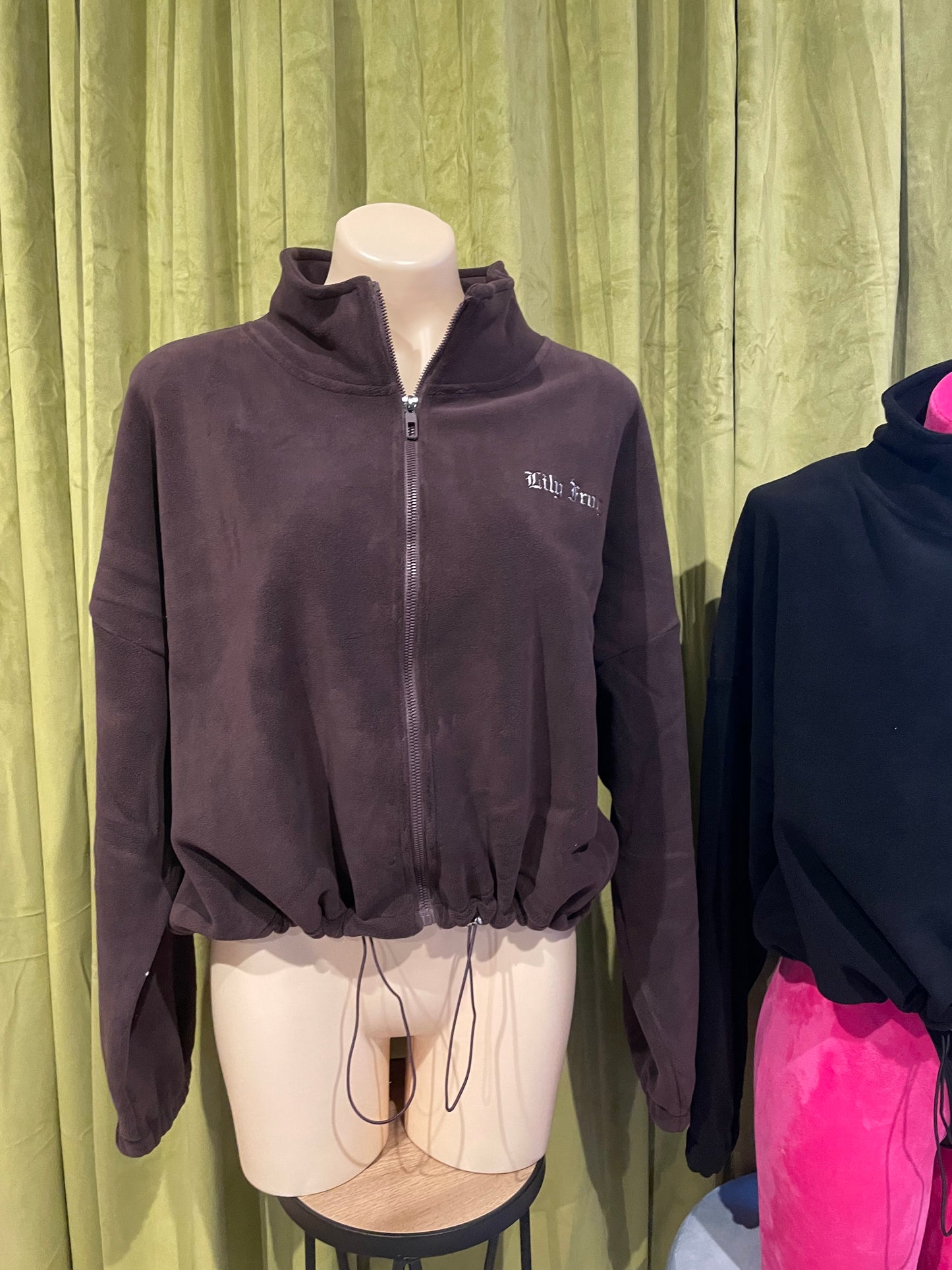 Embroidery fleece jumper Brown