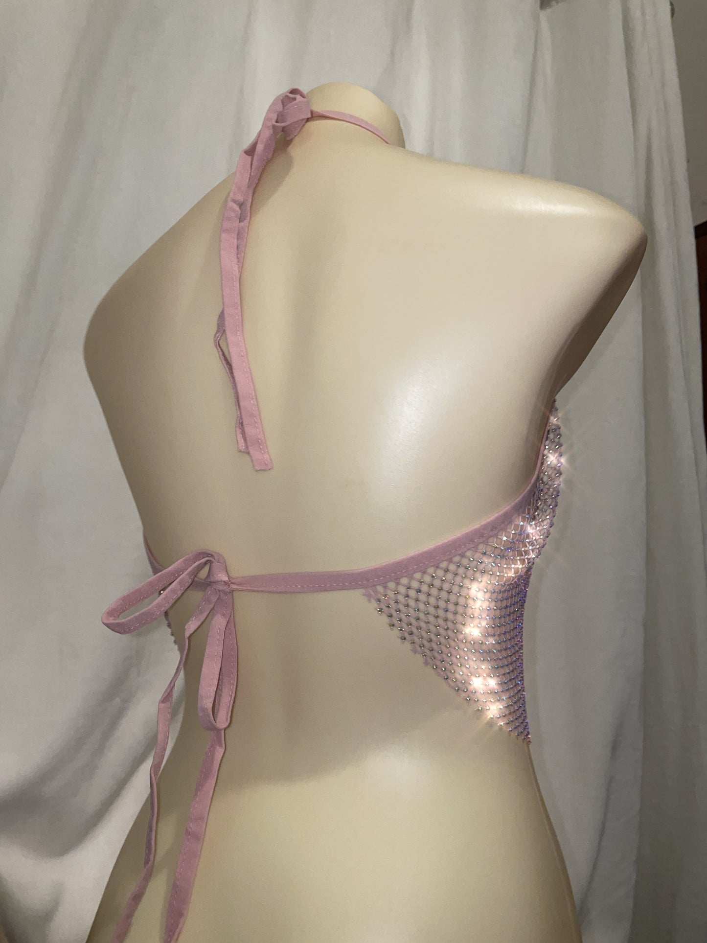 Fishnet Rhinestone tie top