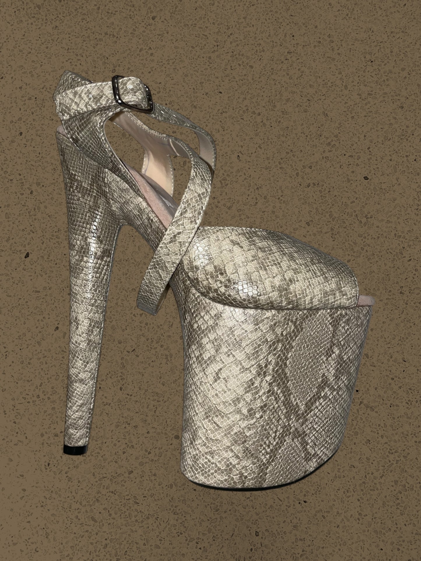 Snake print sandal - sand - 8 inch