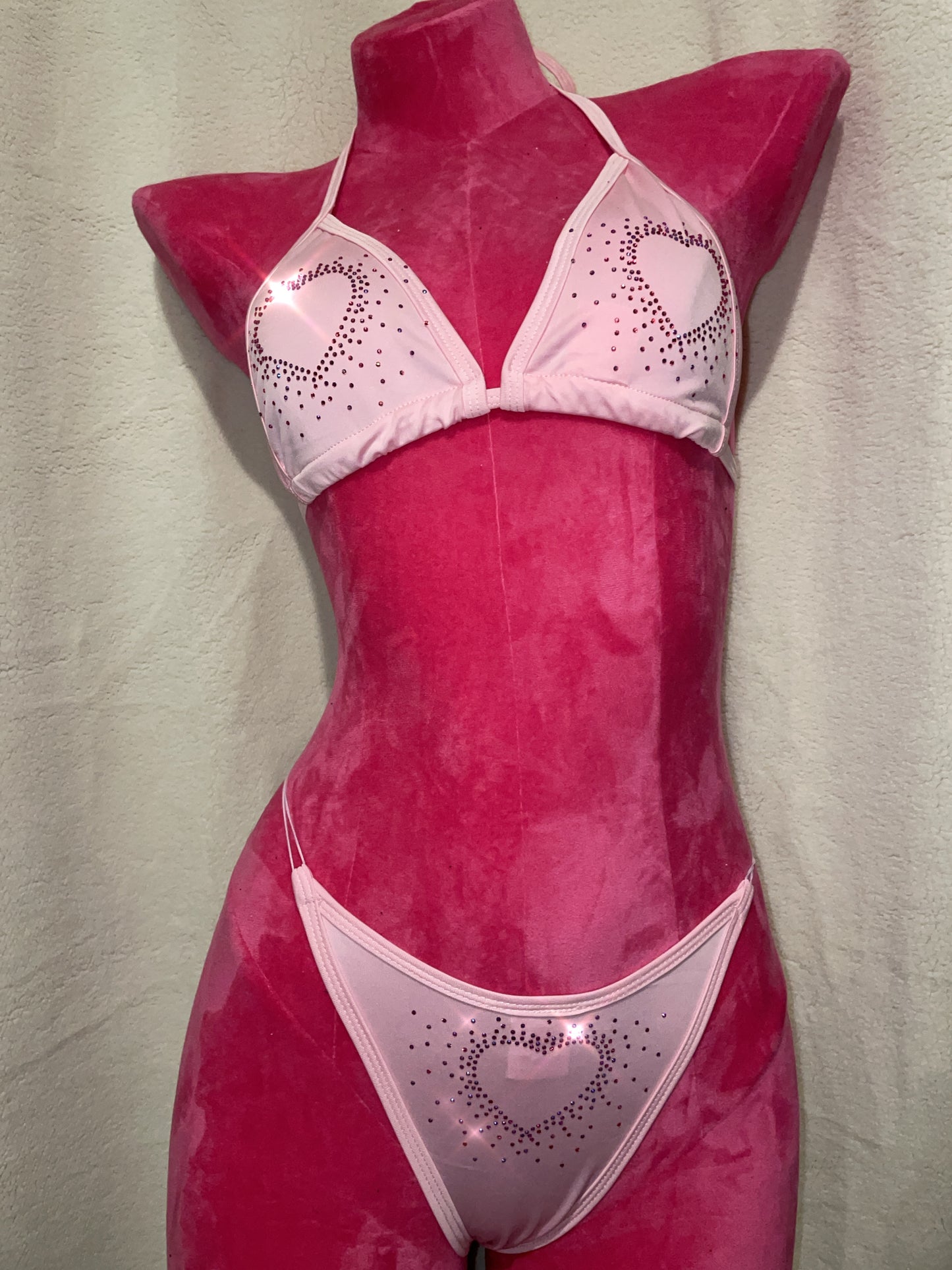 bling bikini - baby pink love heart