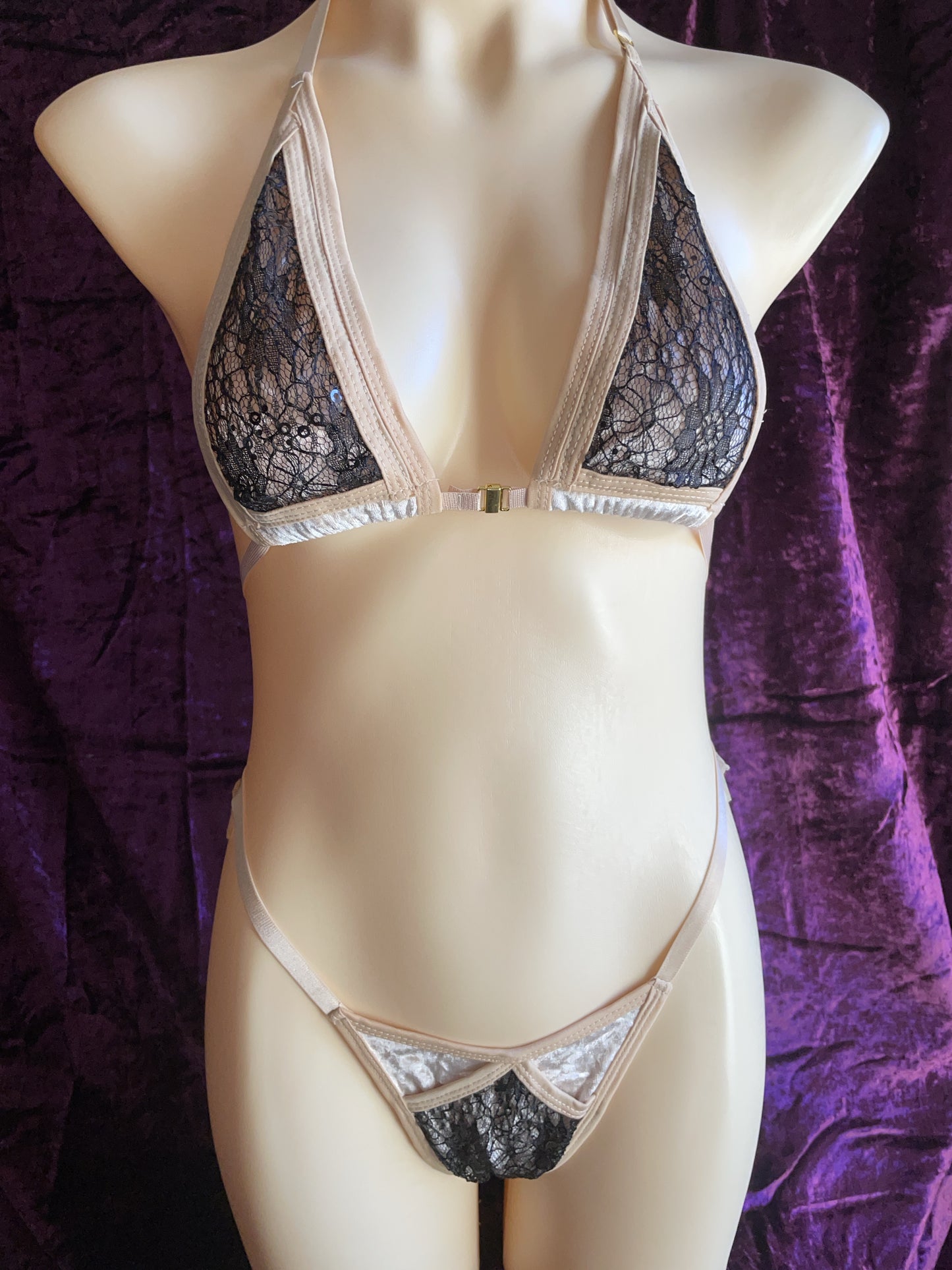Desire Sequin lace bikini - black