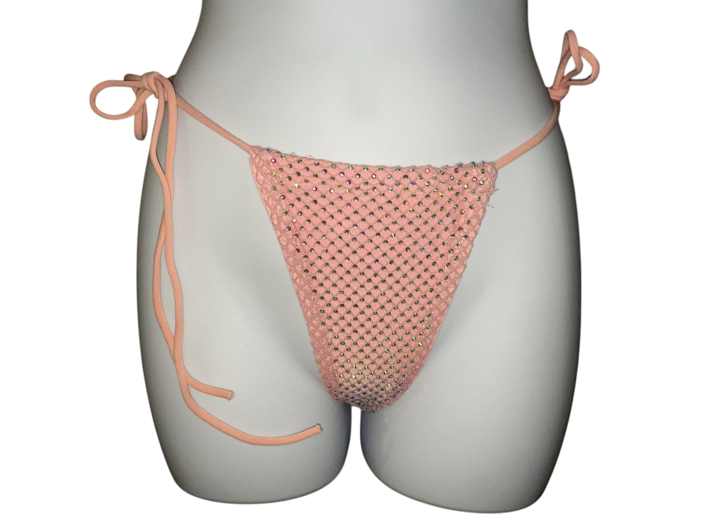 Rhinestone fishnet bikini pink