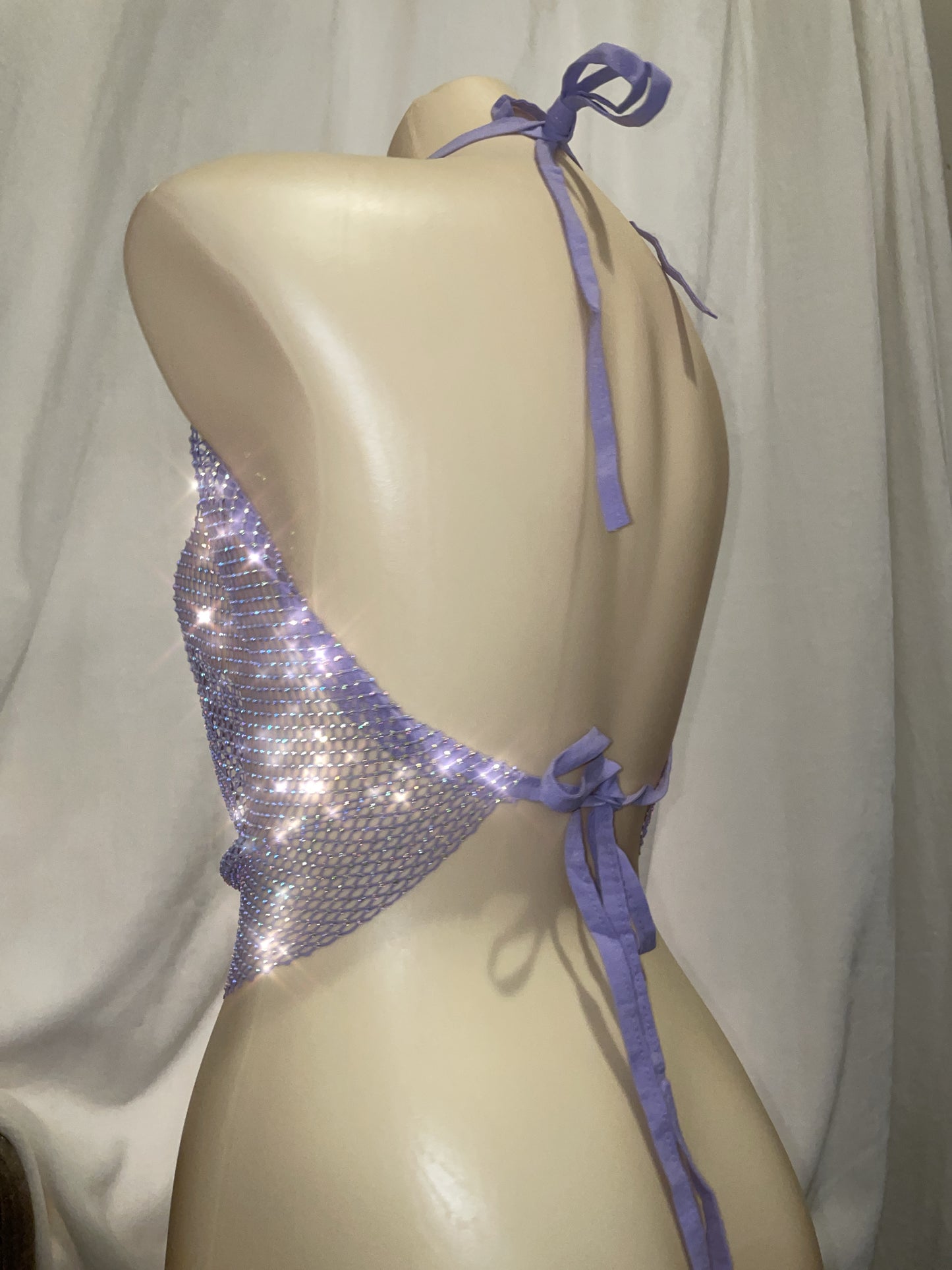 Fishnet Rhinestone tie top