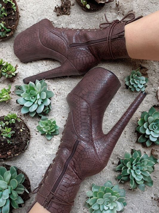 Brown snake - 8 inch ankle boots