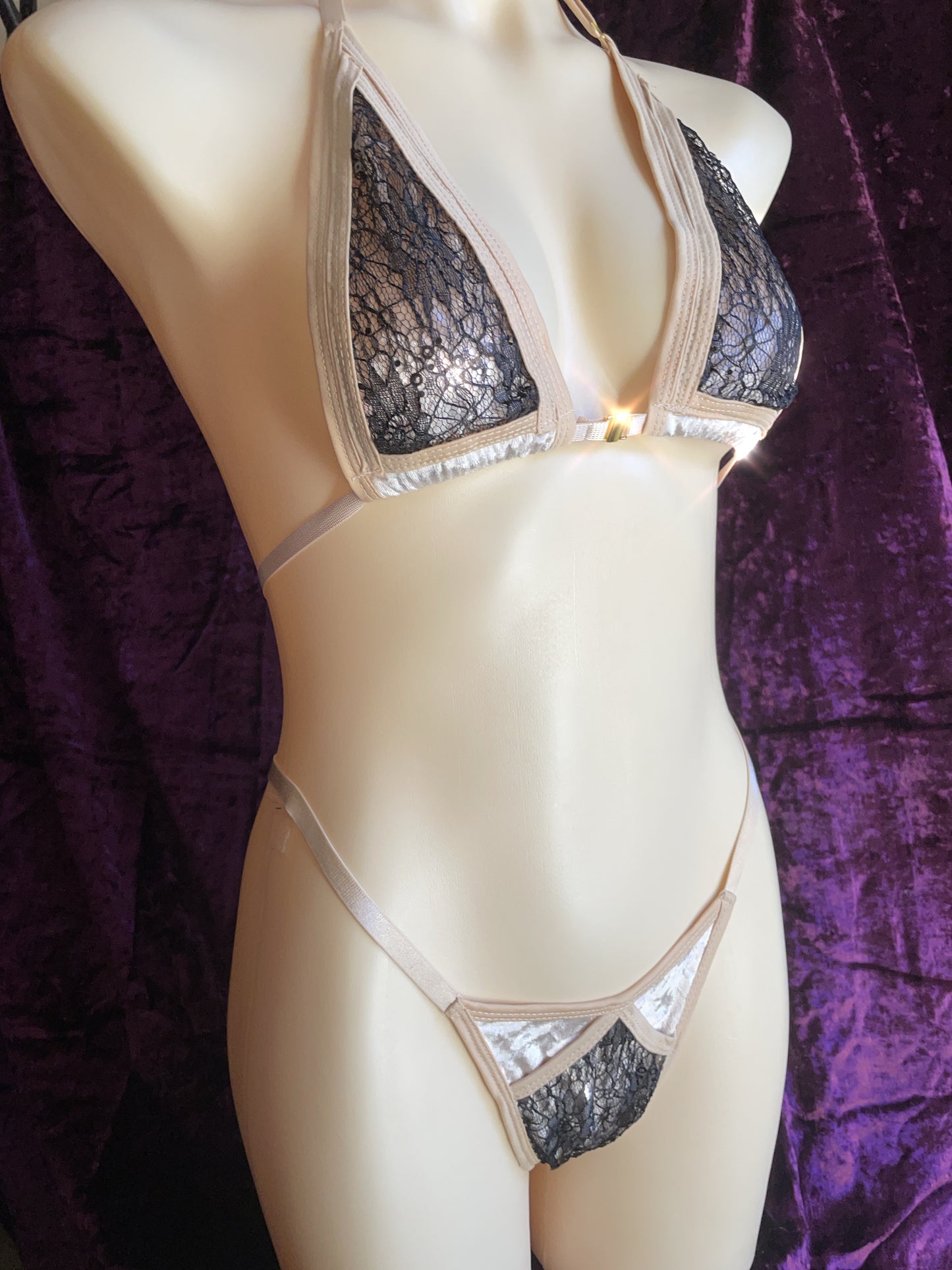 Desire Sequin lace bikini - black