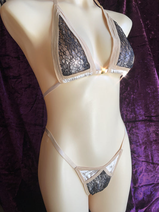 Desire Sequin lace bikini - black