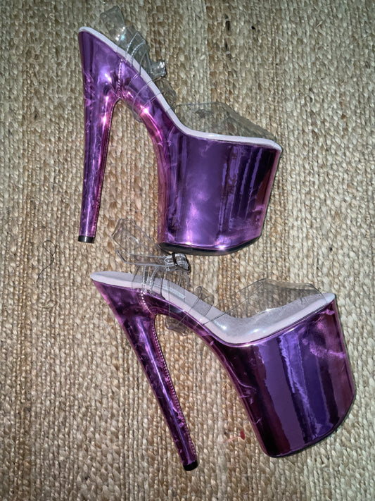 Purple cloud chrome sandal cross ankle straps