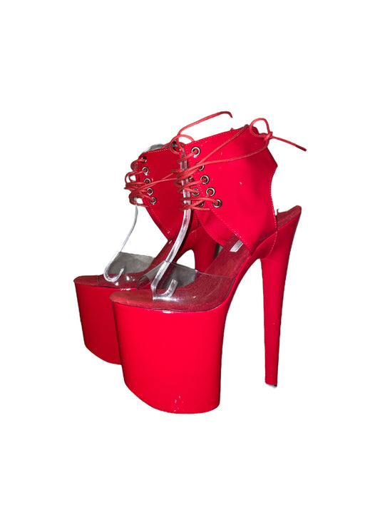 Red high ankle strap sandal [make to order]