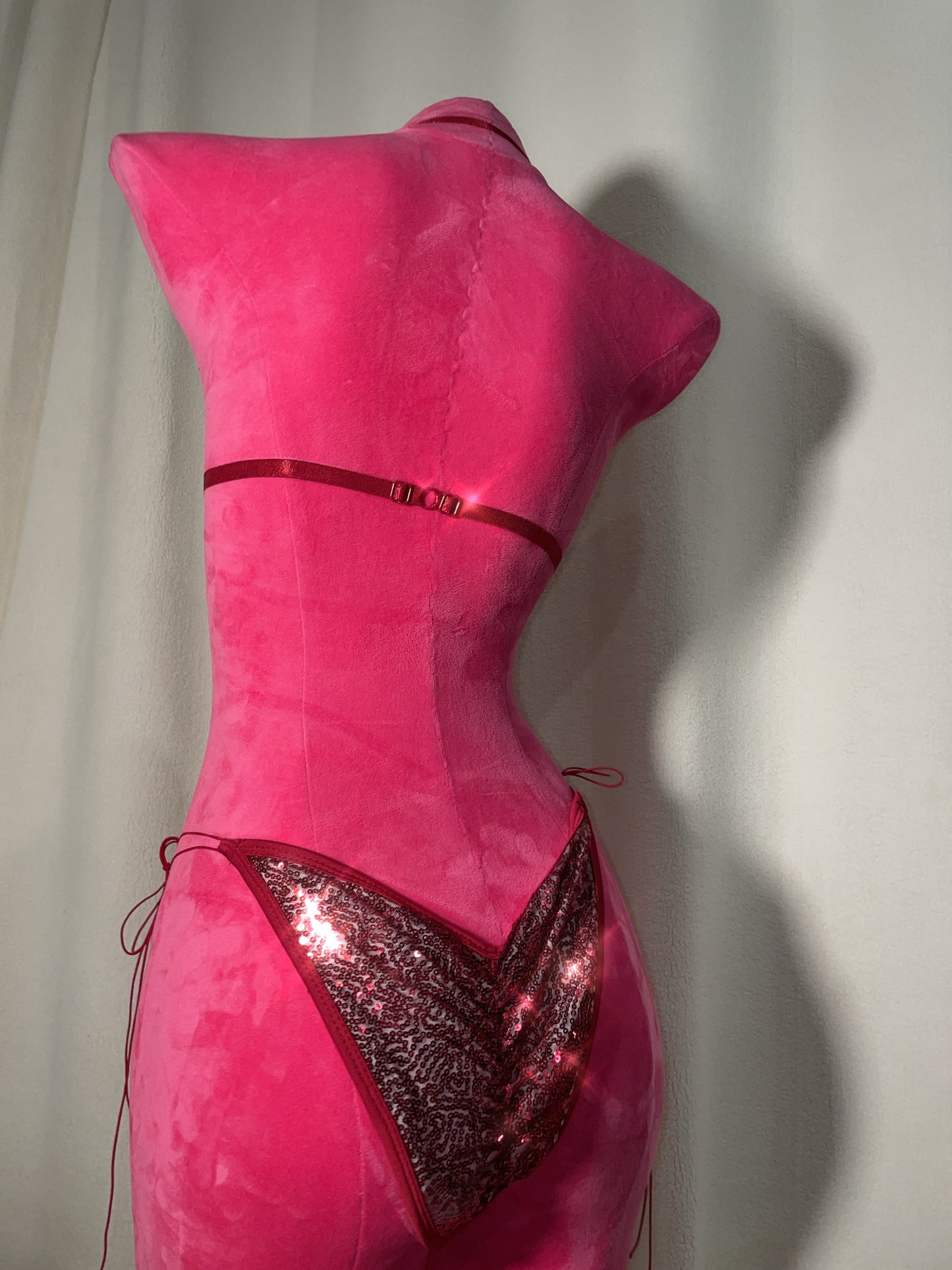 Sequin bikini scrunch bottom - burgundy