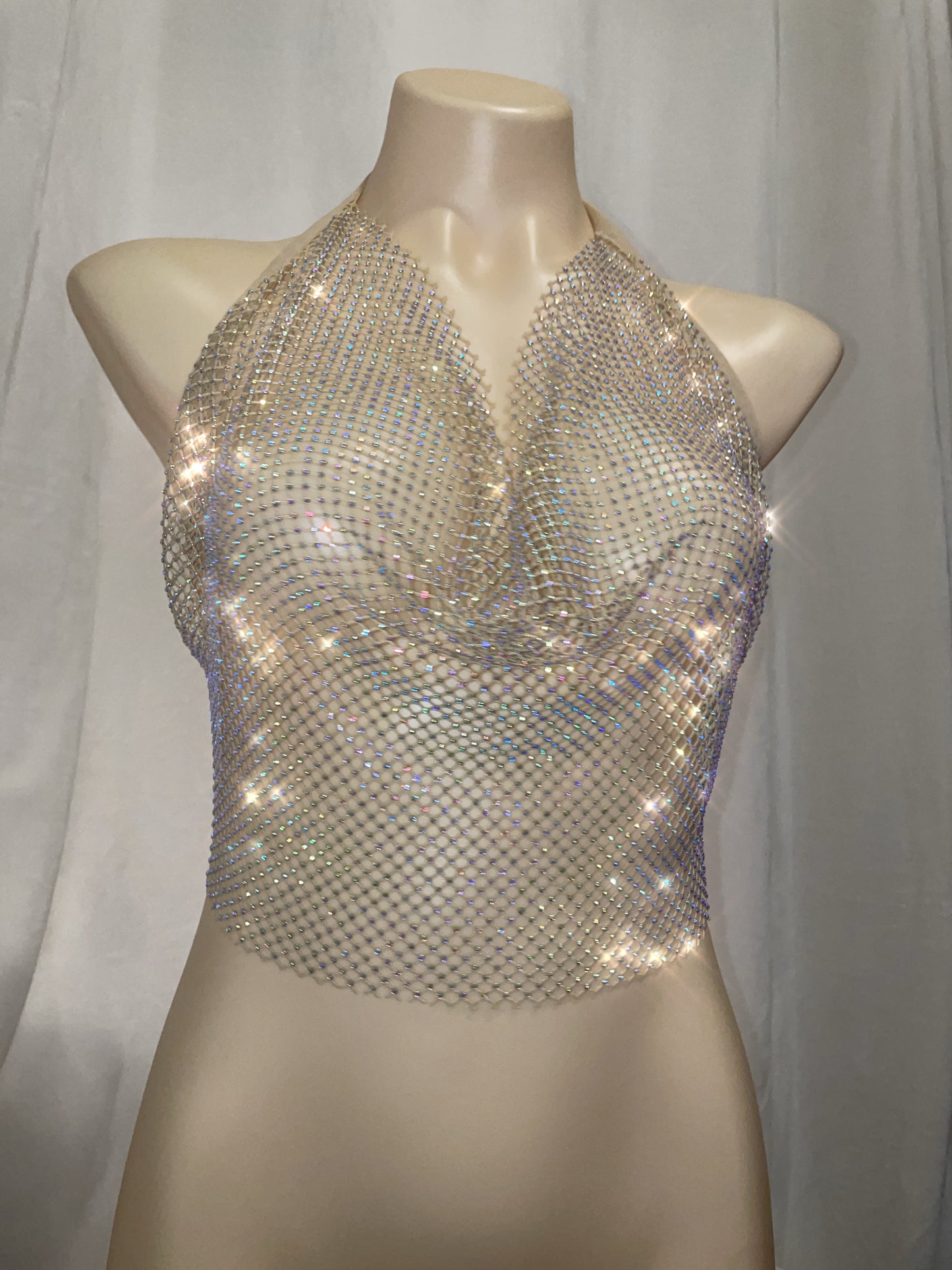 Fishnet Rhinestone tie top
