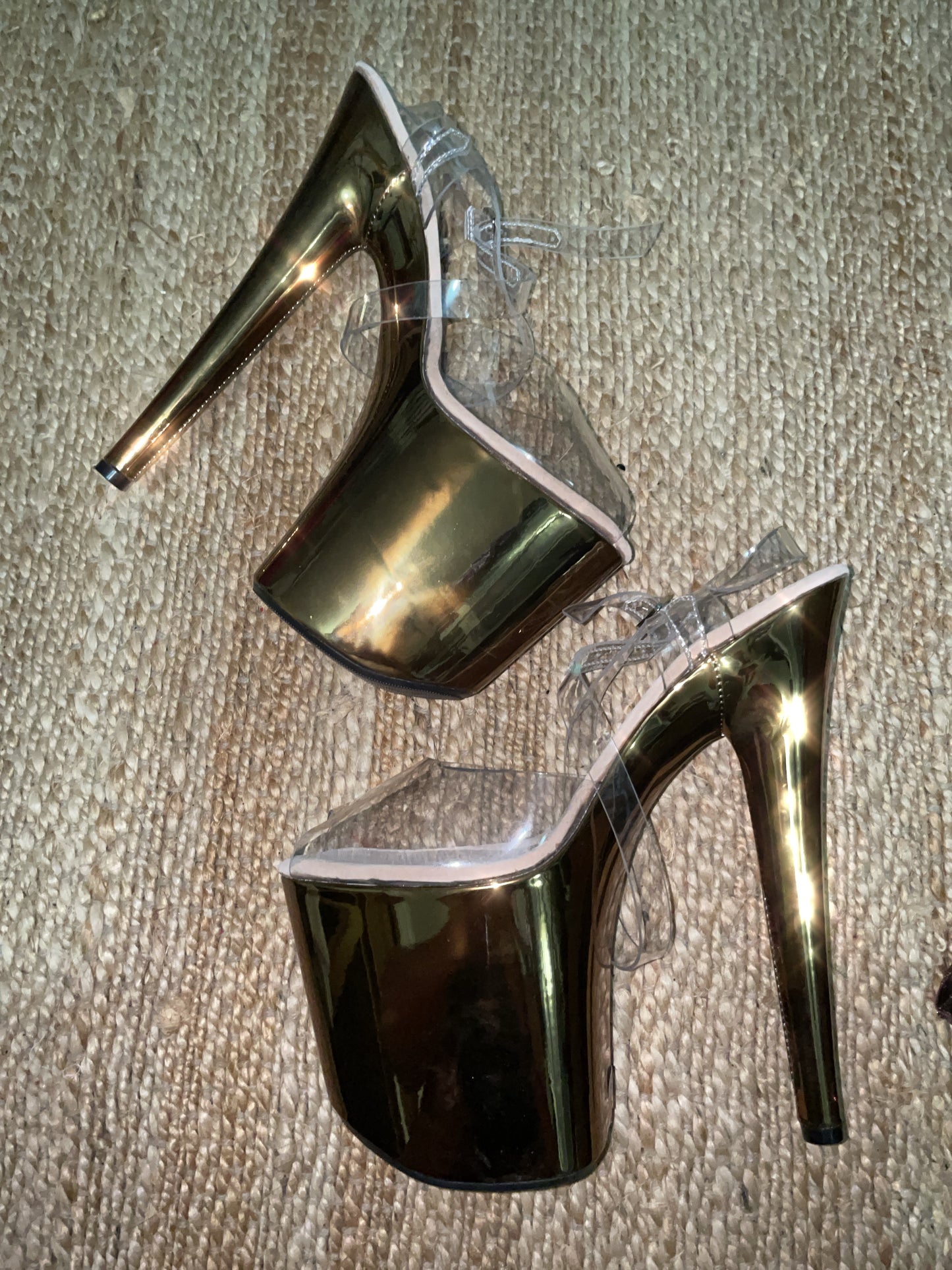 Brass sandal cross ankle straps