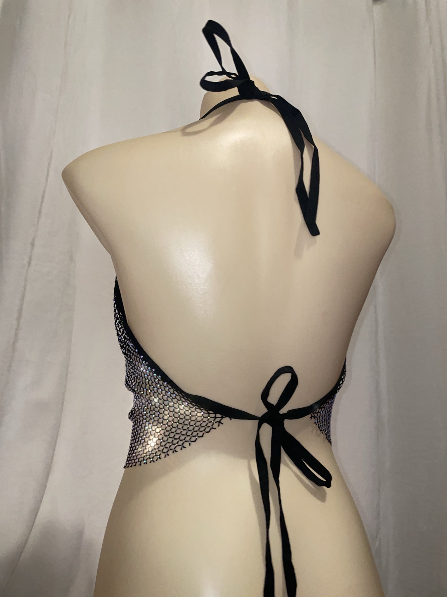 Fishnet Rhinestone tie top