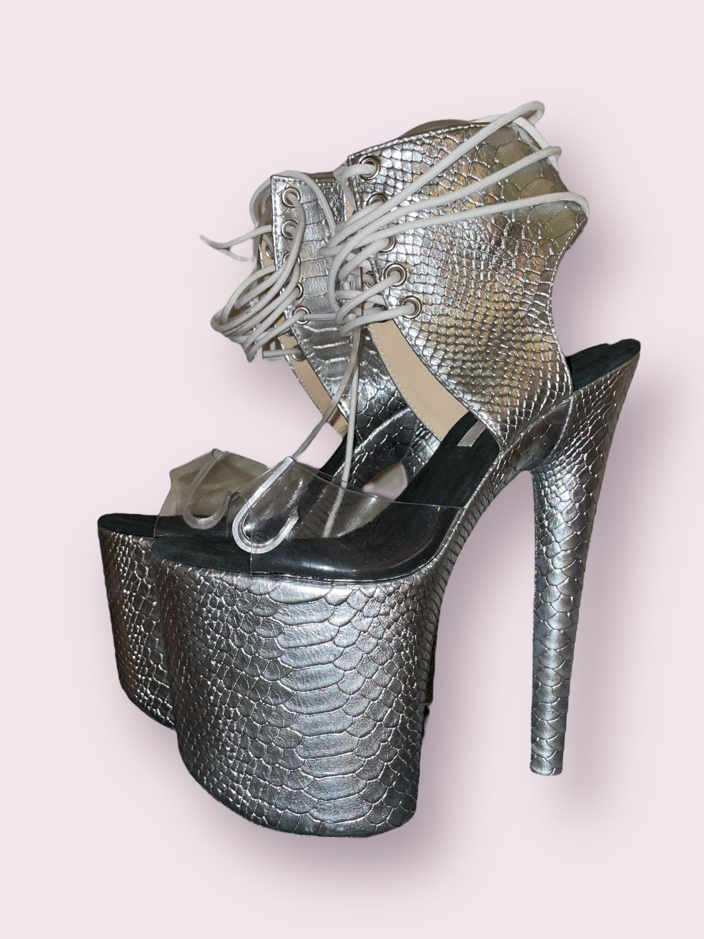 Silver high ankle strap sandal [make to order]