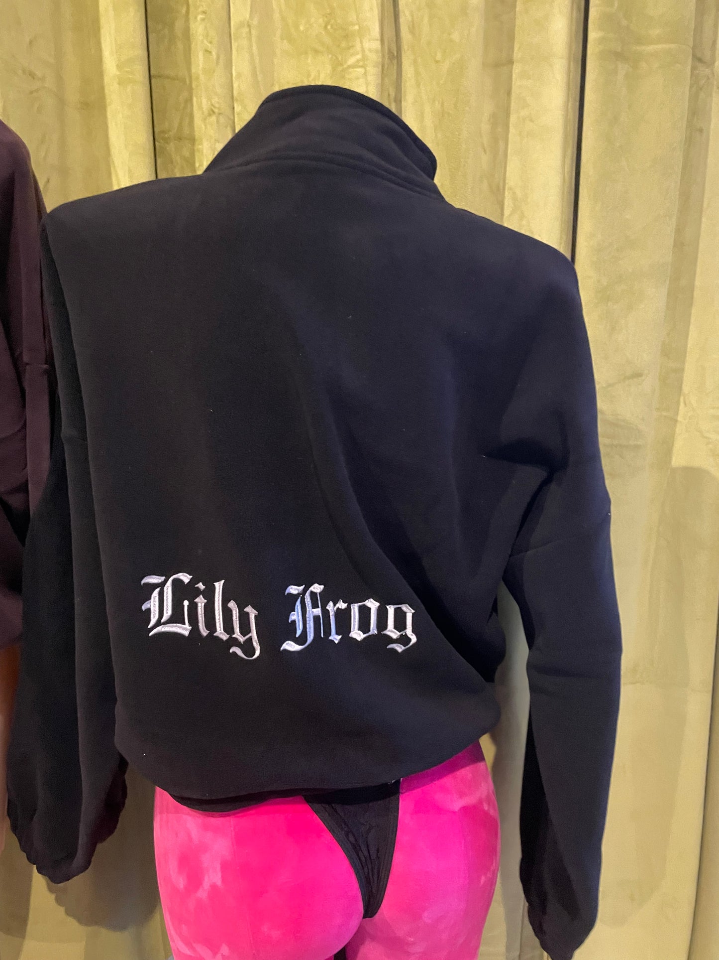 Embroidery fleece jumper Black