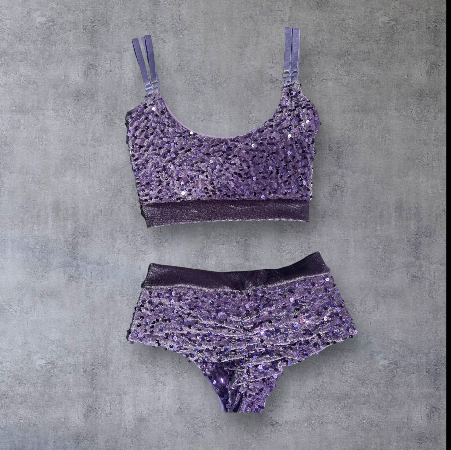 Sequin pole bra - Lilac