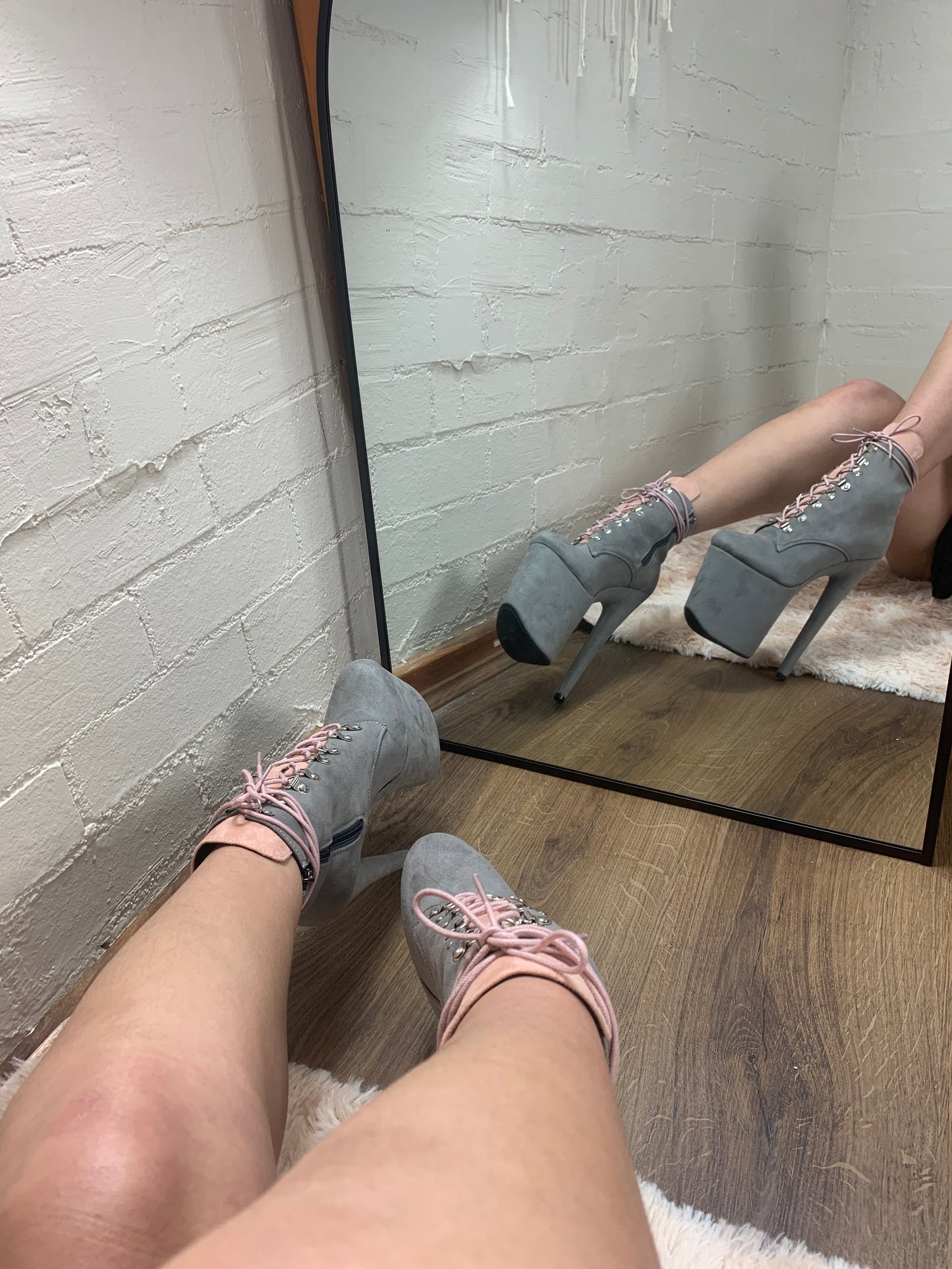 Grey & Pink low ankle boots