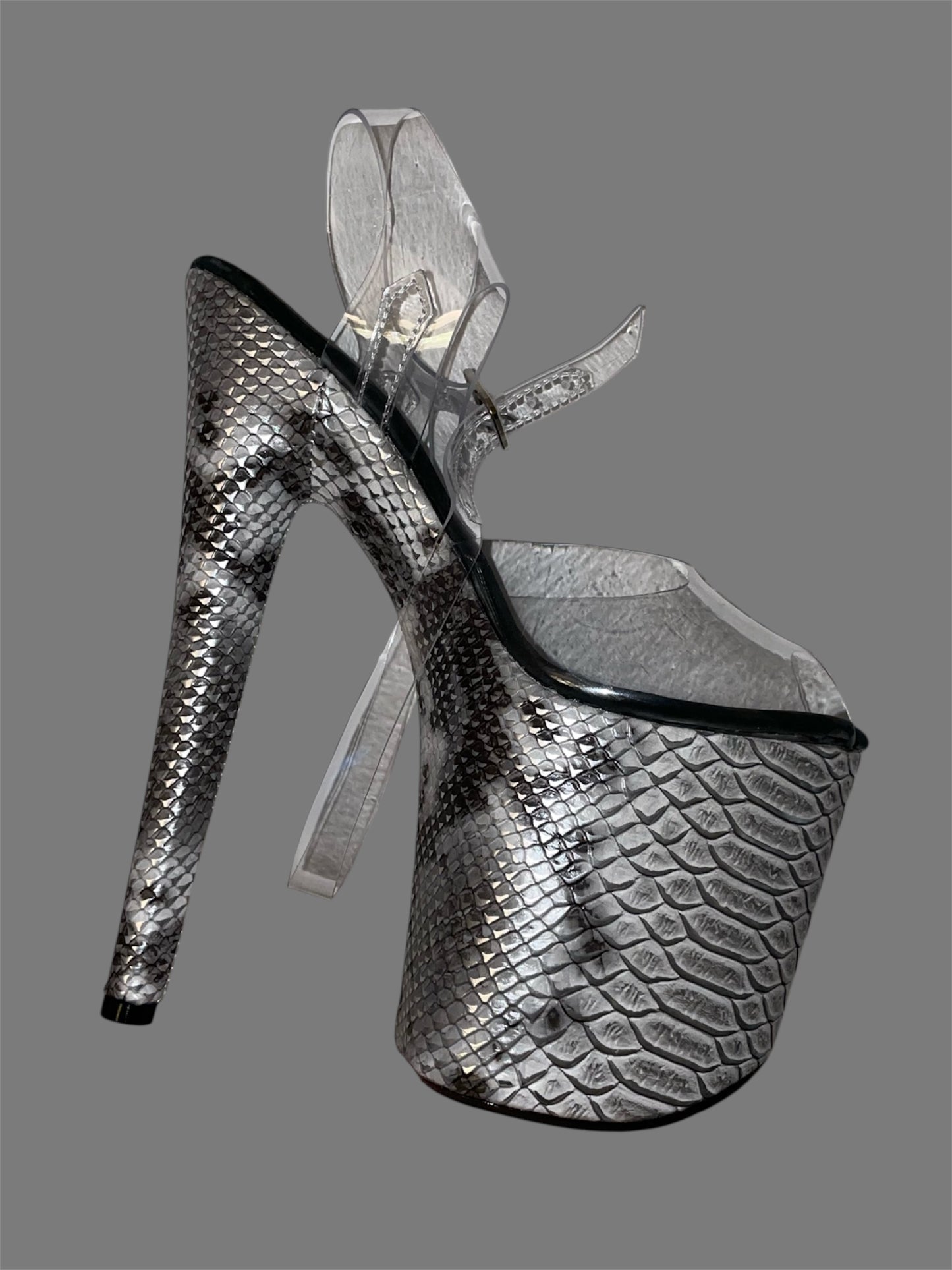 Silver snake print sandal 8 inch - make to order