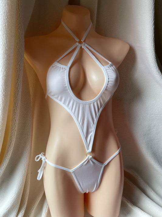 Syrena bodysuit scoop cut white
