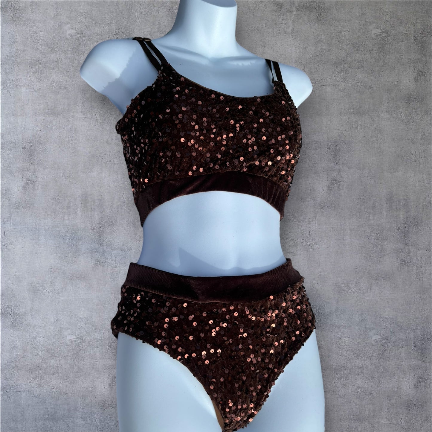 Sequin pole bra - Brown