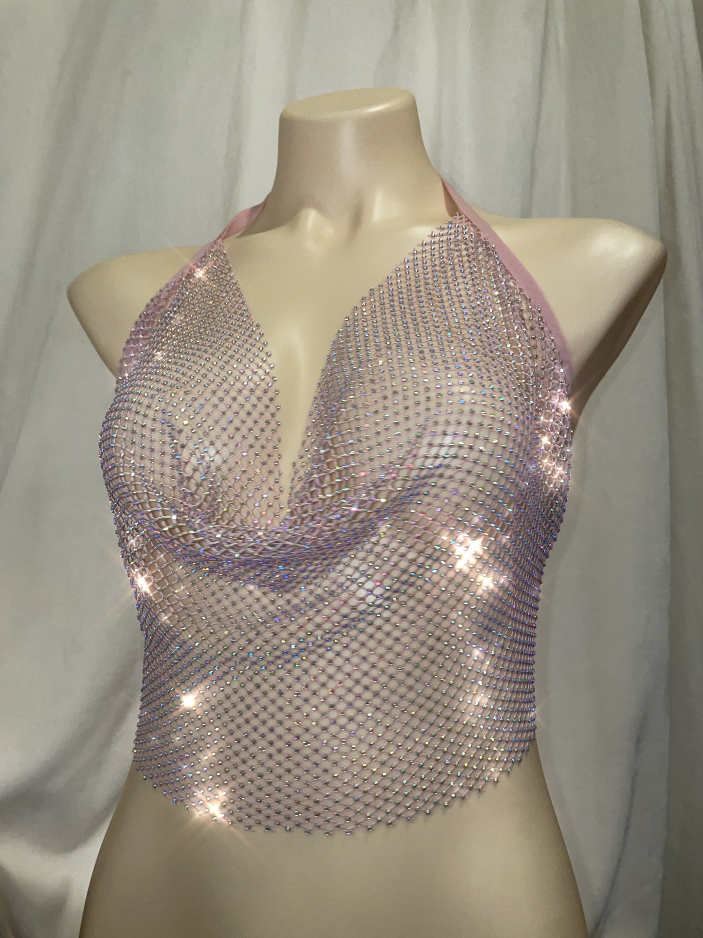 Fishnet Rhinestone tie top