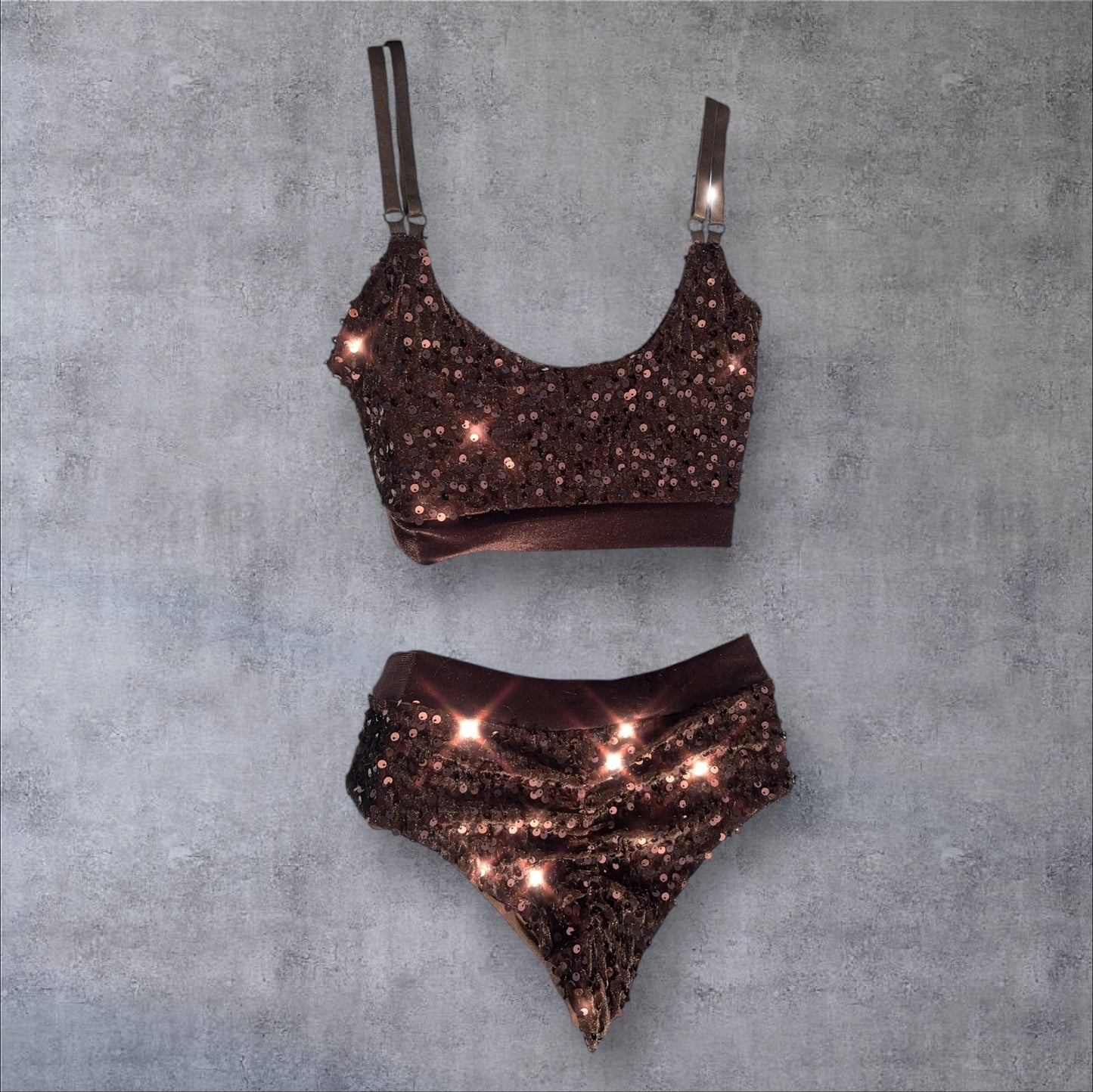 Sequin pole bra - Brown