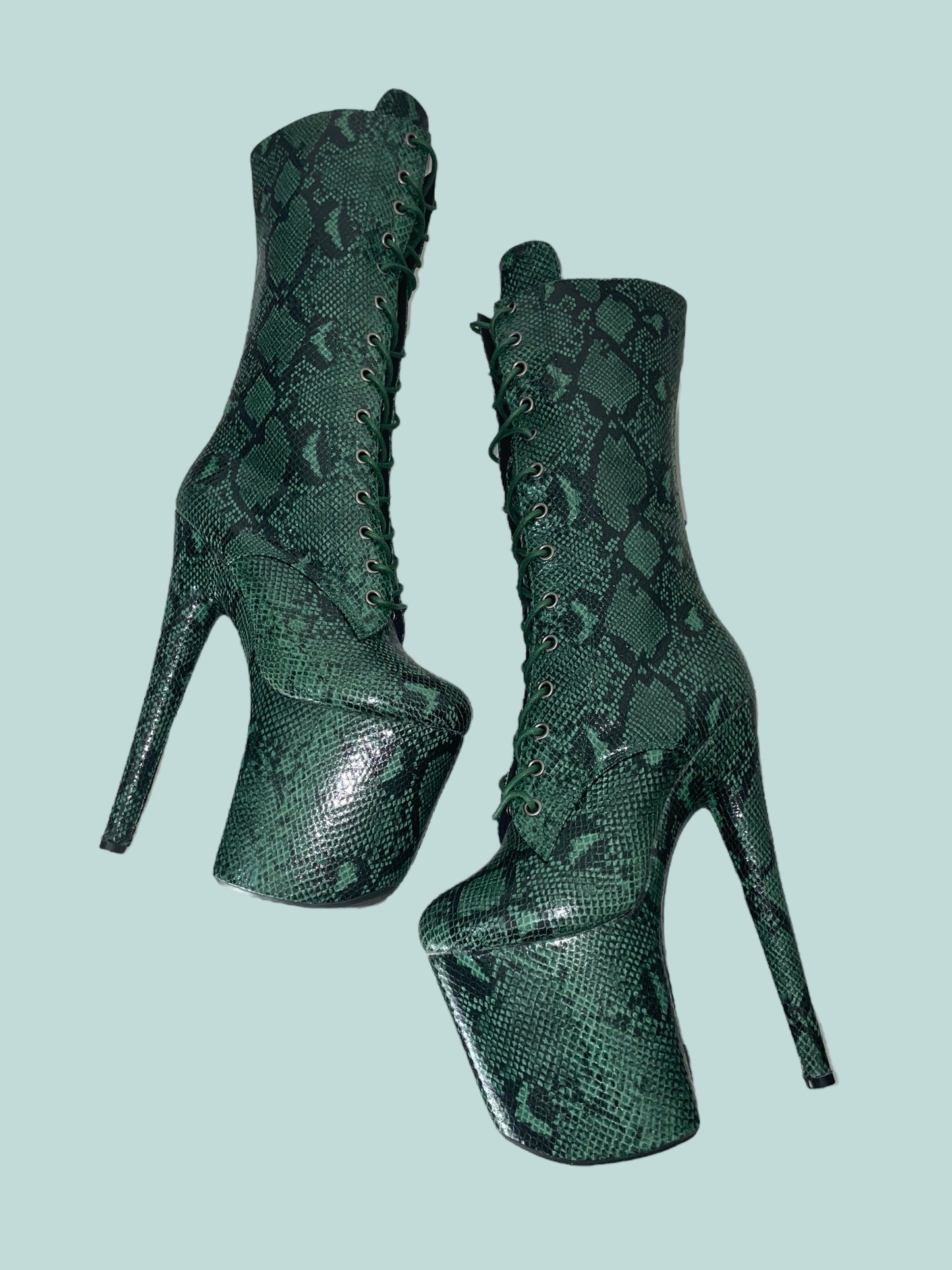 Forest green snake - mid calf boots