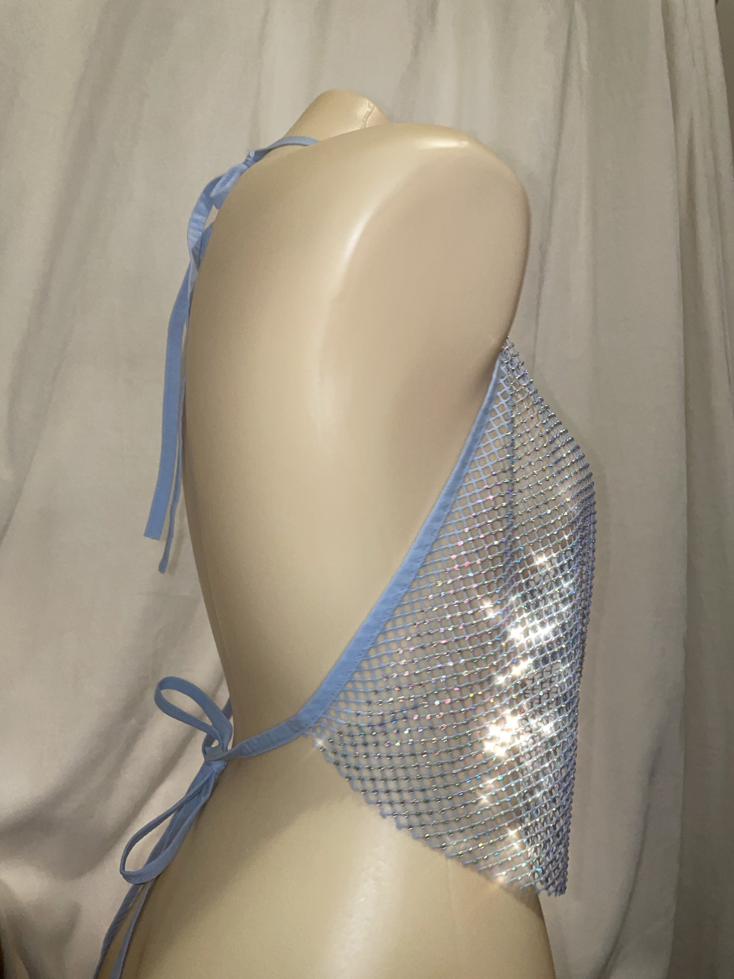 Fishnet Rhinestone tie top
