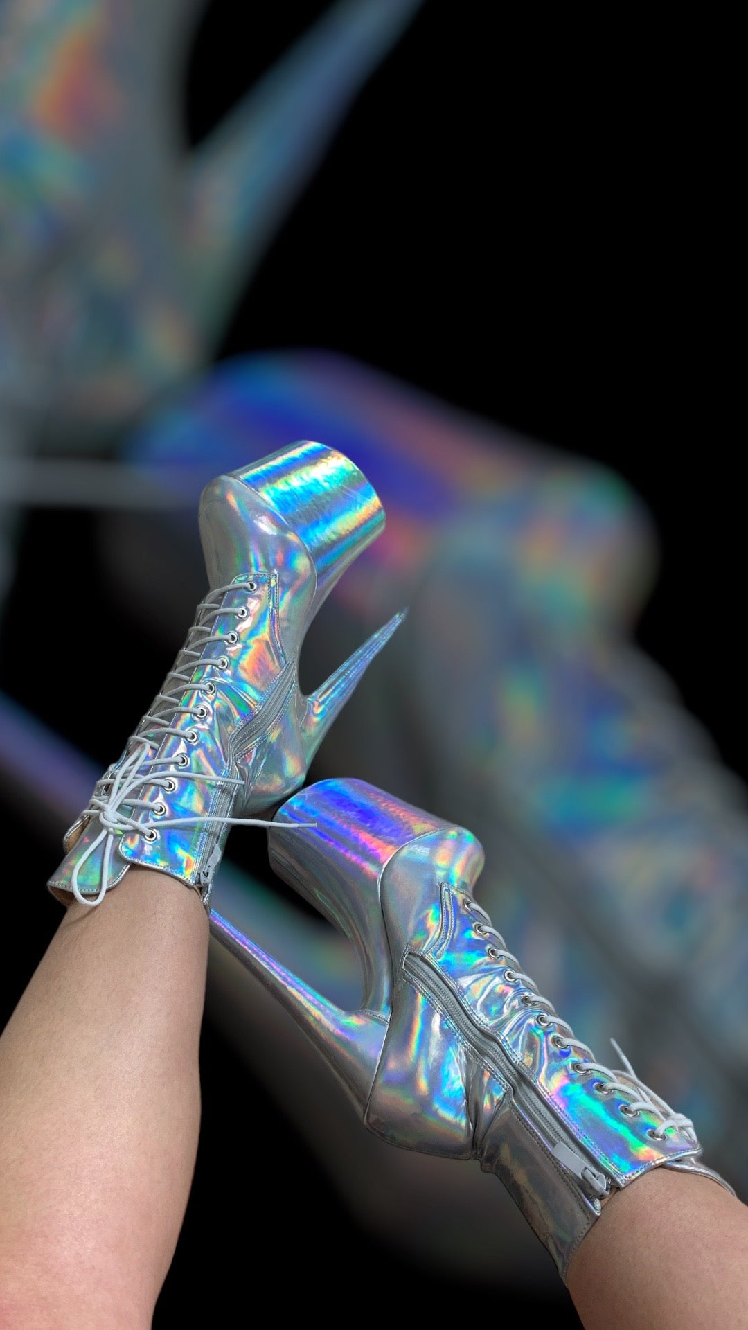 Holographic ankle boots 8 inch