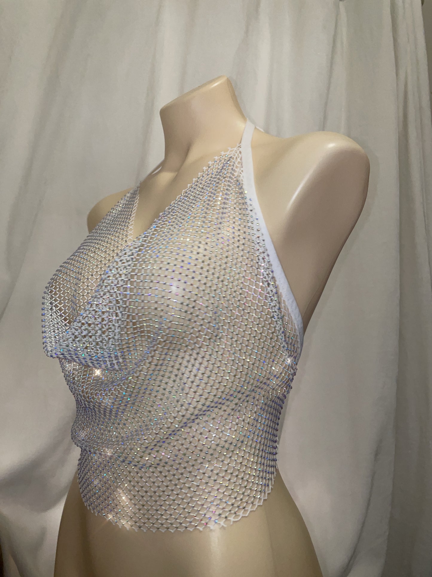 Fishnet Rhinestone tie top