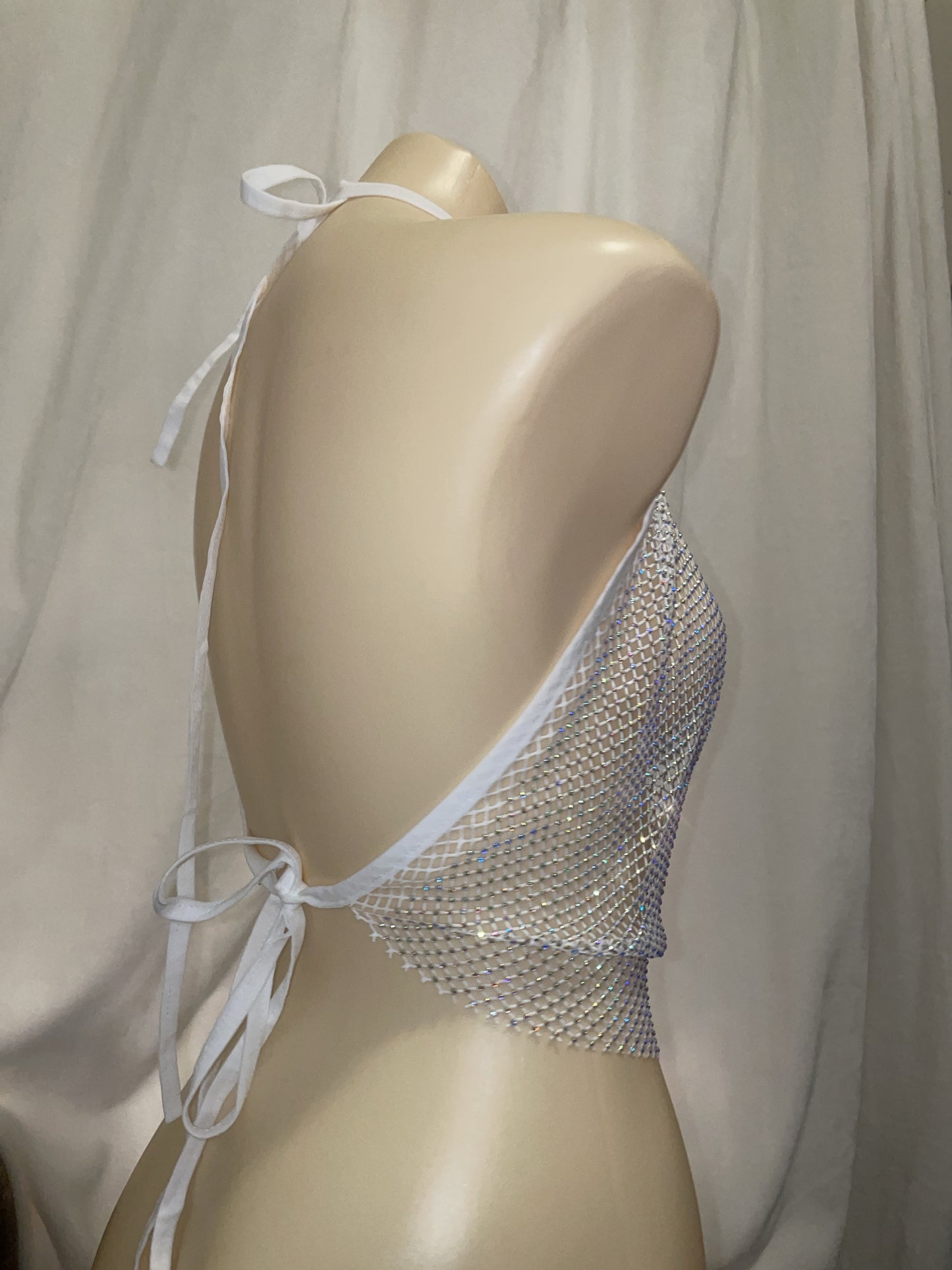 Fishnet Rhinestone tie top