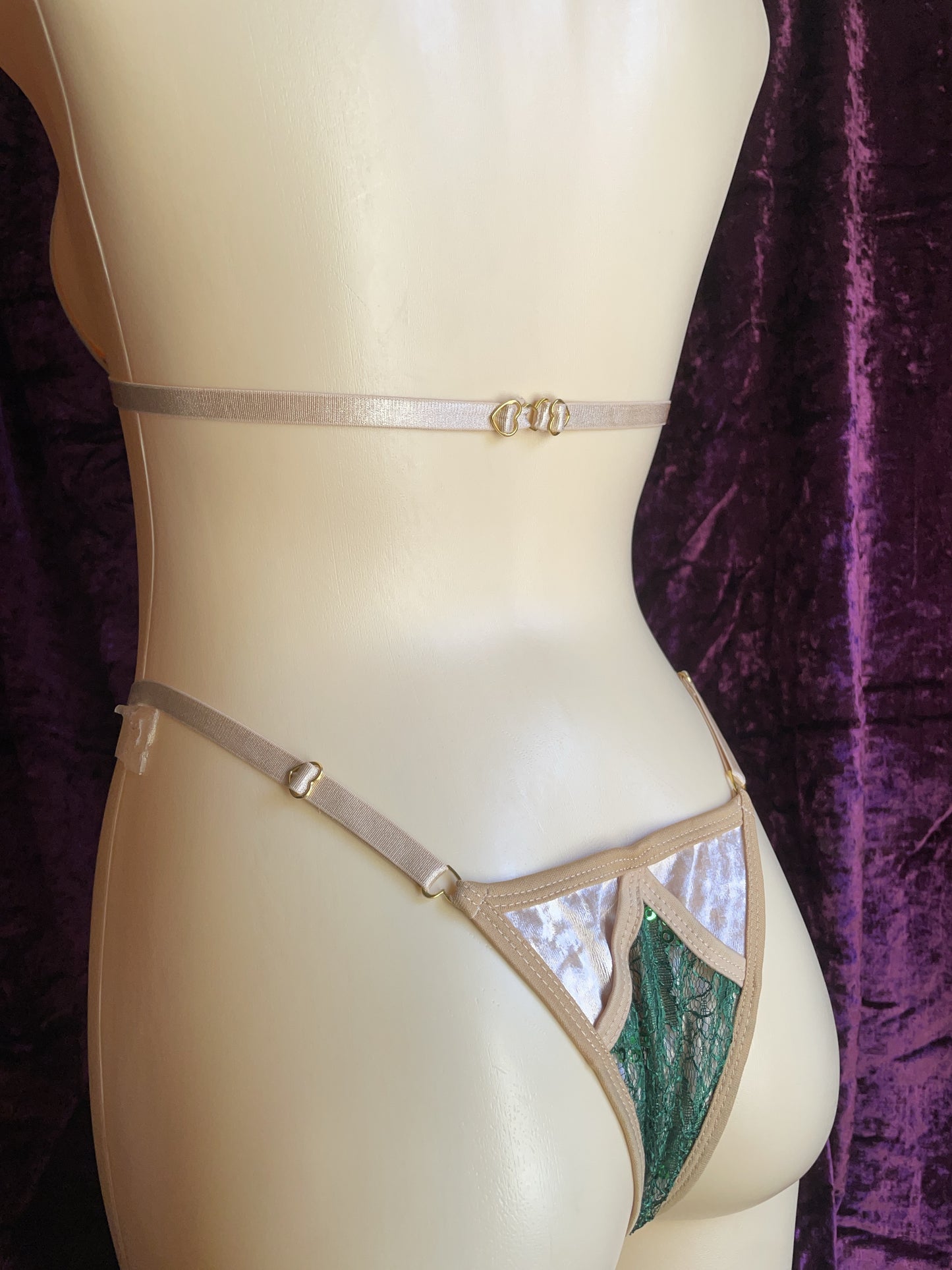Desire Sequin lace bikini - green