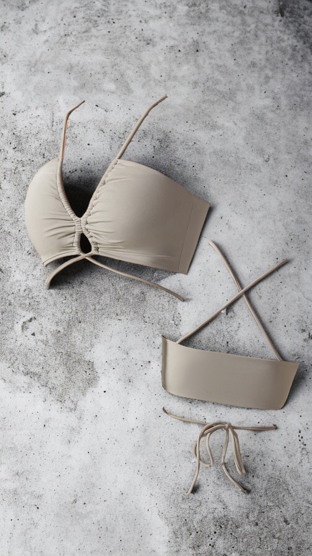 Grey cross straps bra