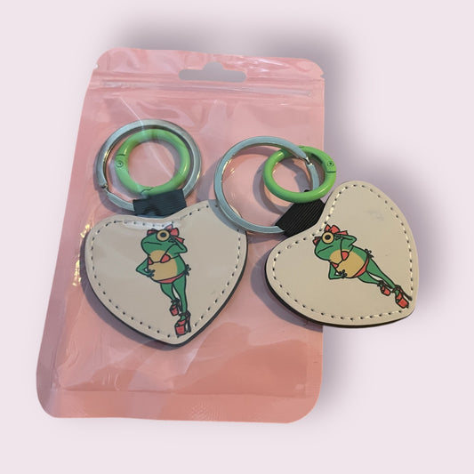 Pole frog keyring - pink heart