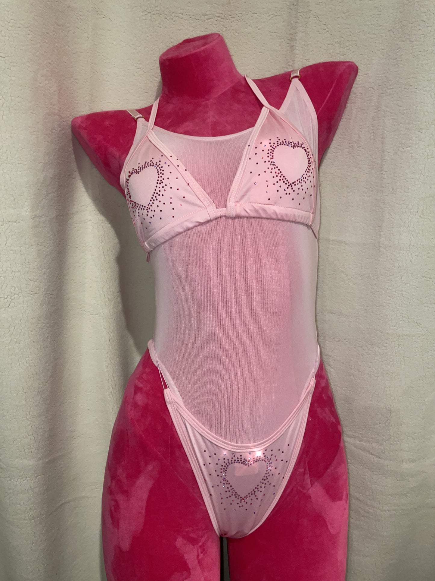 bling bikini - baby pink love heart