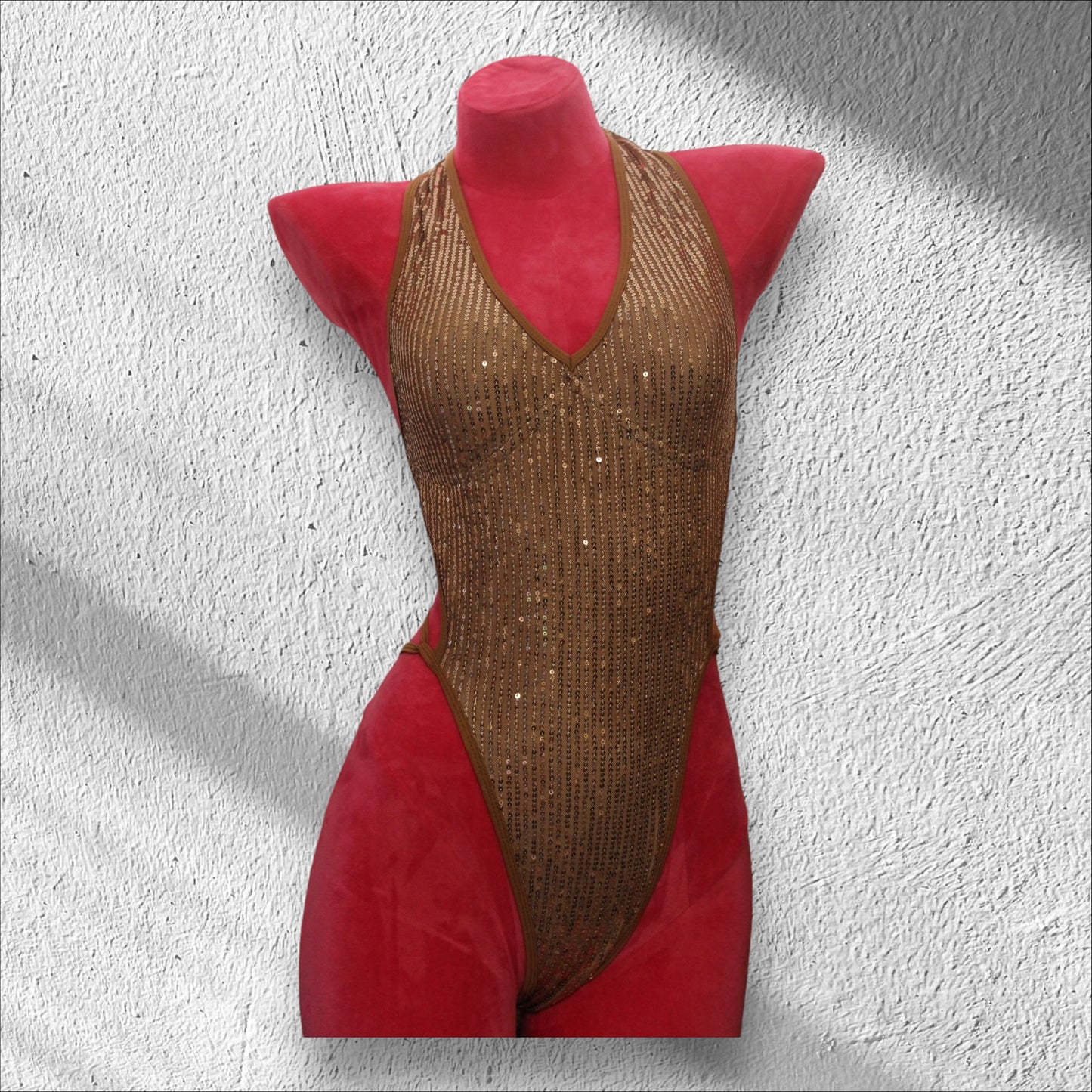 Brown sequin bodysuit adjustable
