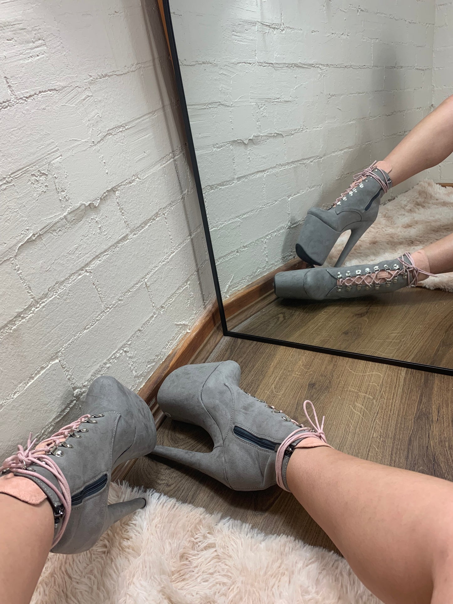 Grey & Pink low ankle boots