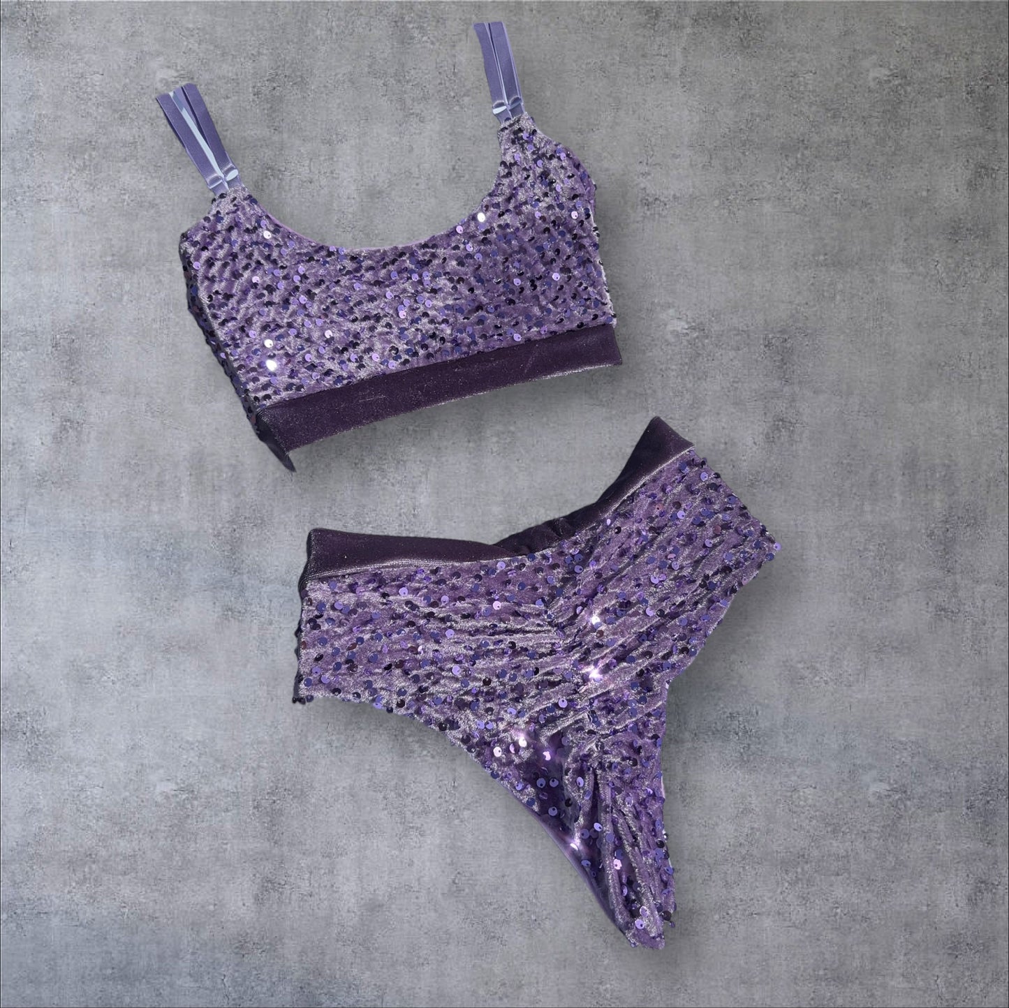 Sequin pole bra - Lilac