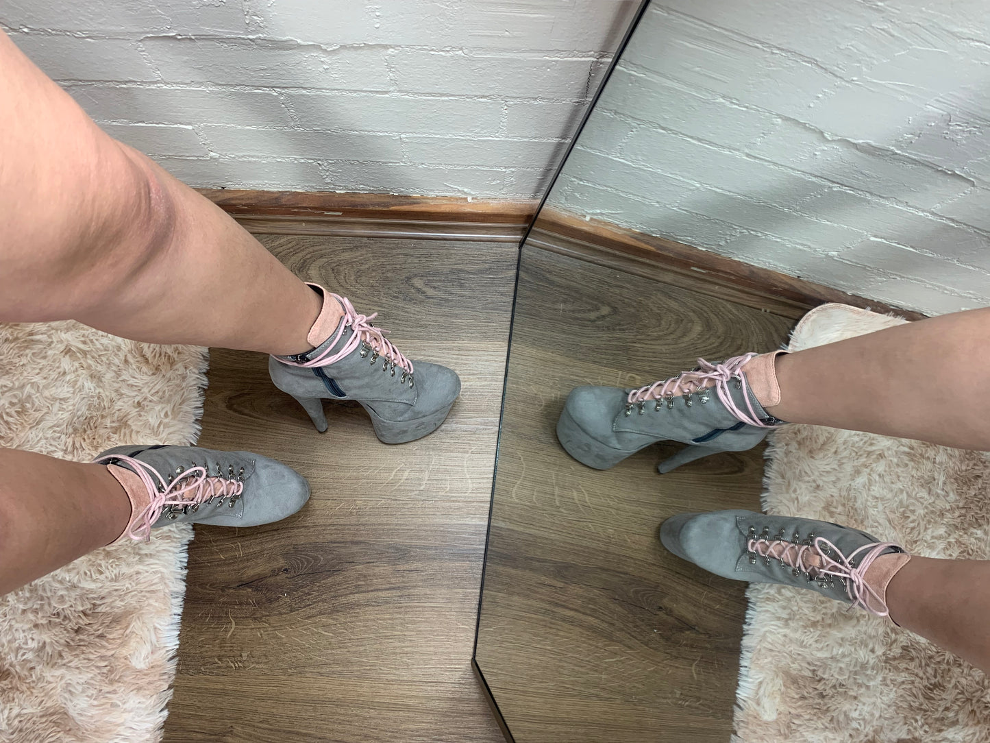 Grey & Pink low ankle boots